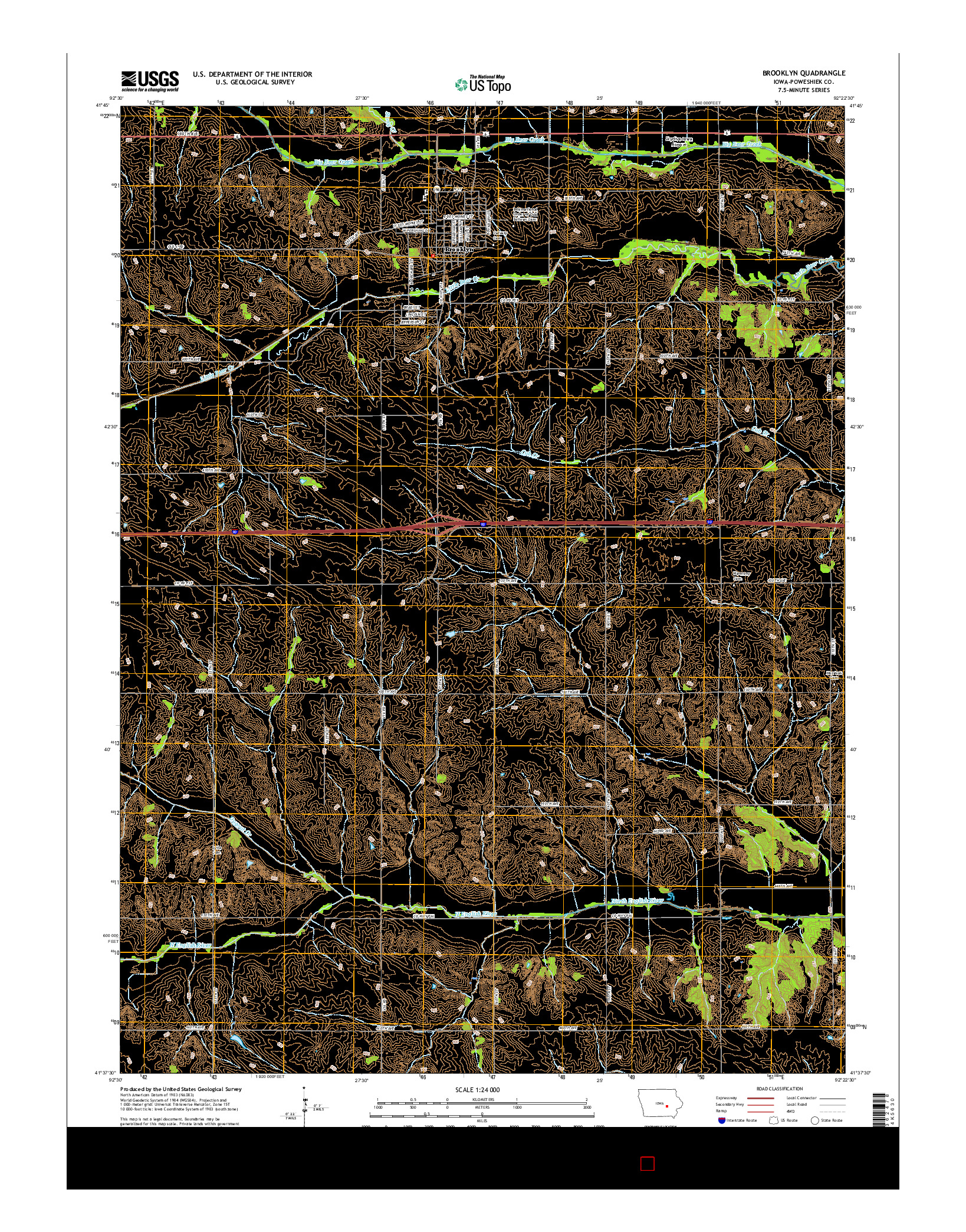 USGS US TOPO 7.5-MINUTE MAP FOR BROOKLYN, IA 2015
