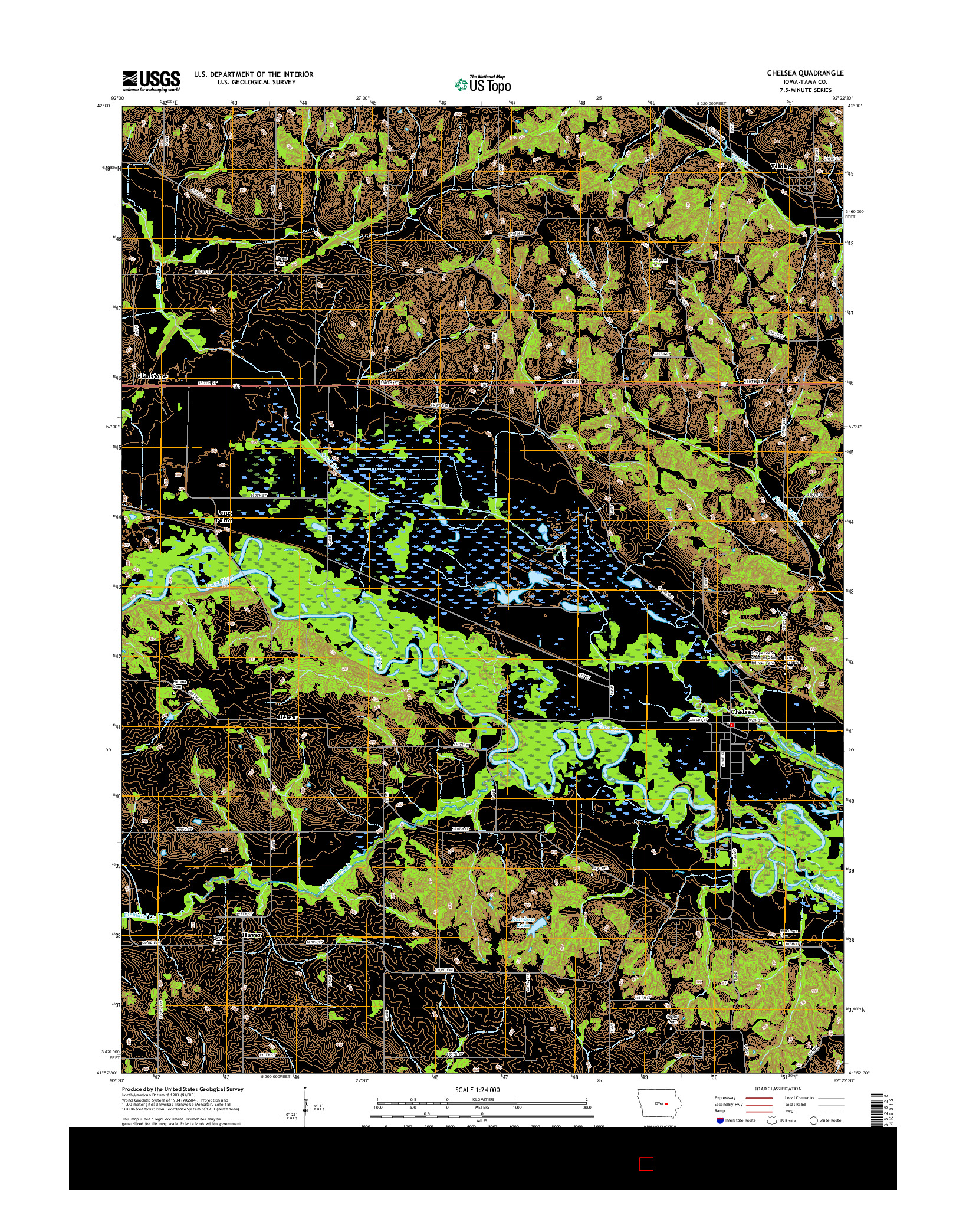 USGS US TOPO 7.5-MINUTE MAP FOR CHELSEA, IA 2015