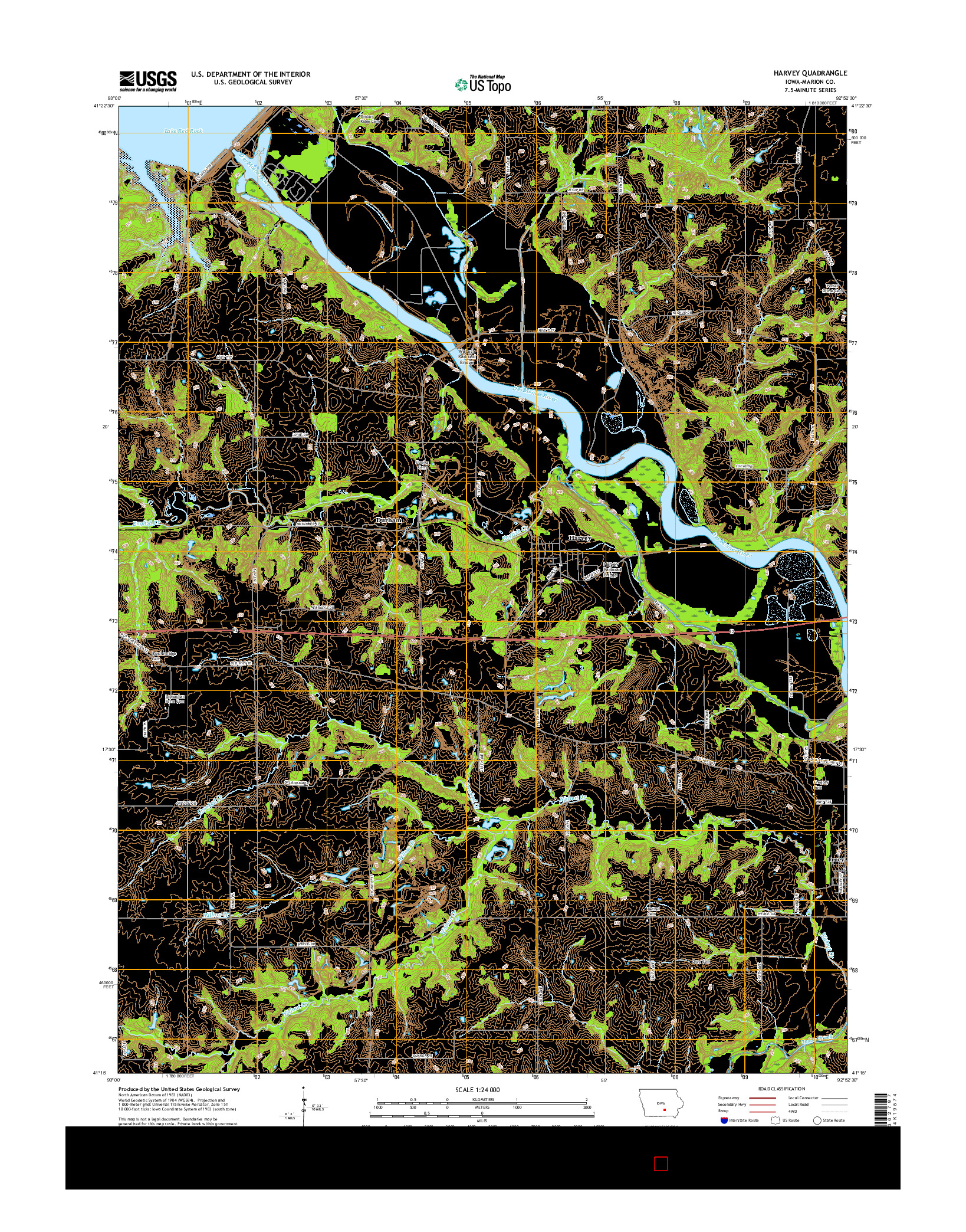 USGS US TOPO 7.5-MINUTE MAP FOR HARVEY, IA 2015