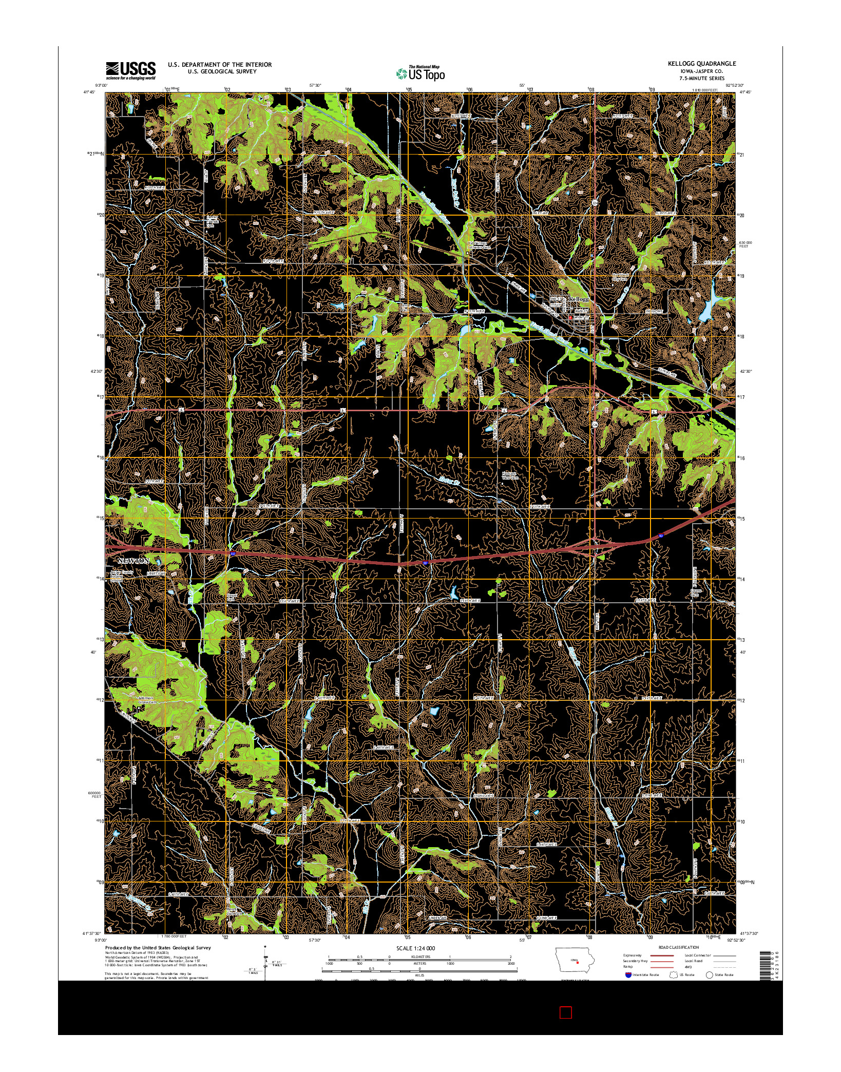 USGS US TOPO 7.5-MINUTE MAP FOR KELLOGG, IA 2015