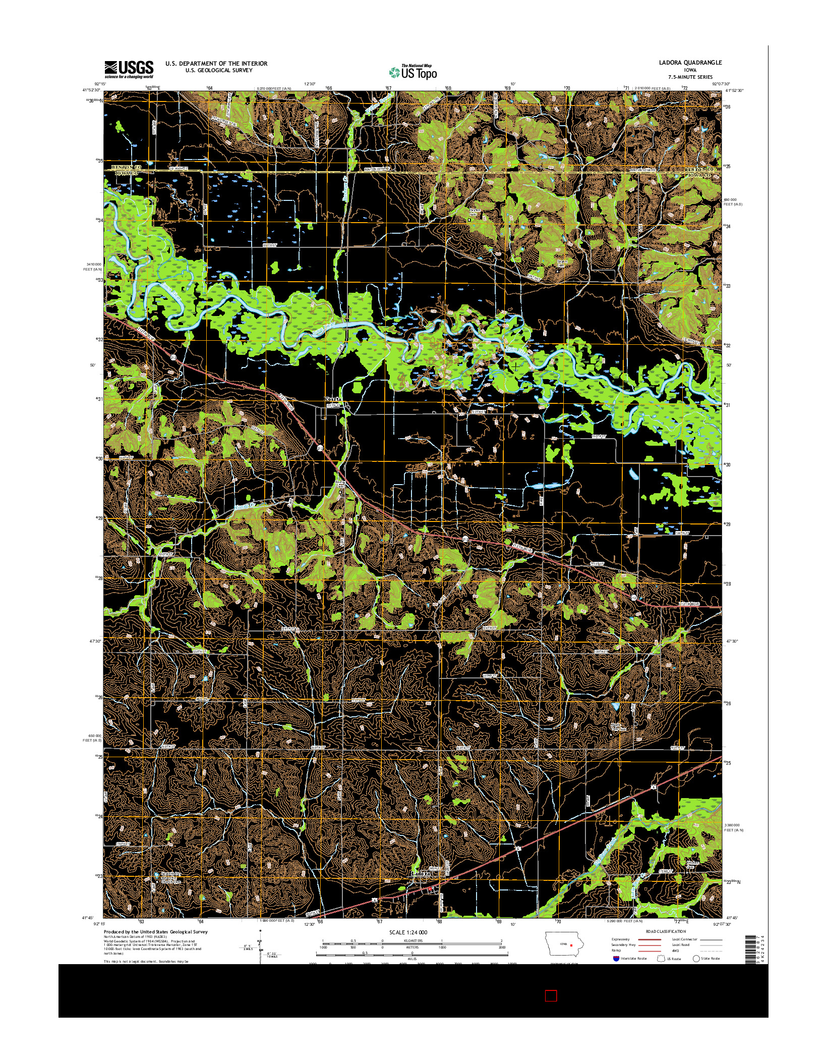USGS US TOPO 7.5-MINUTE MAP FOR LADORA, IA 2015