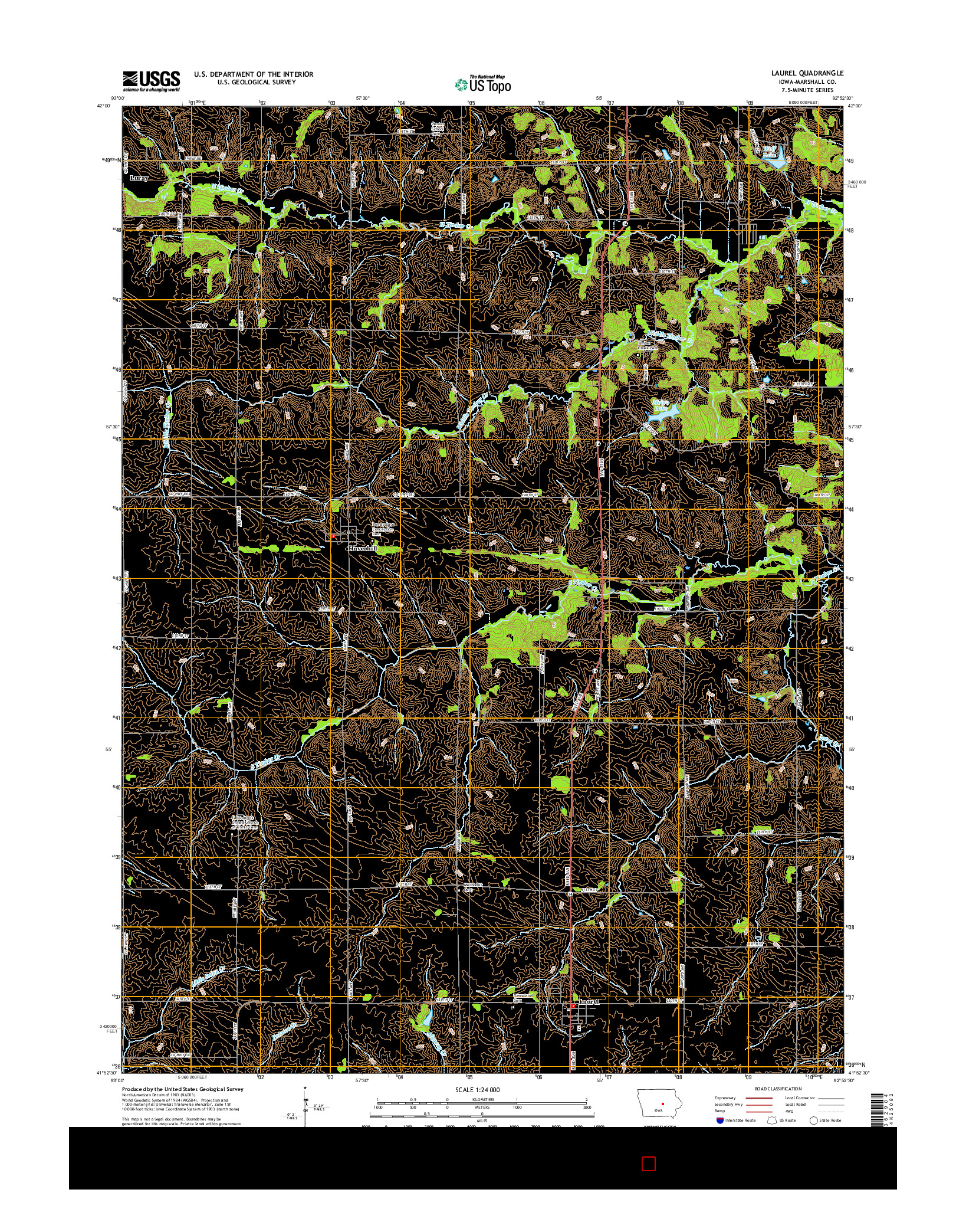 USGS US TOPO 7.5-MINUTE MAP FOR LAUREL, IA 2015