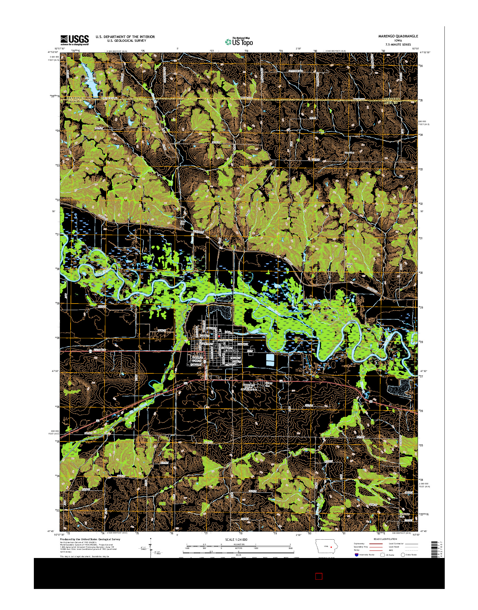 USGS US TOPO 7.5-MINUTE MAP FOR MARENGO, IA 2015