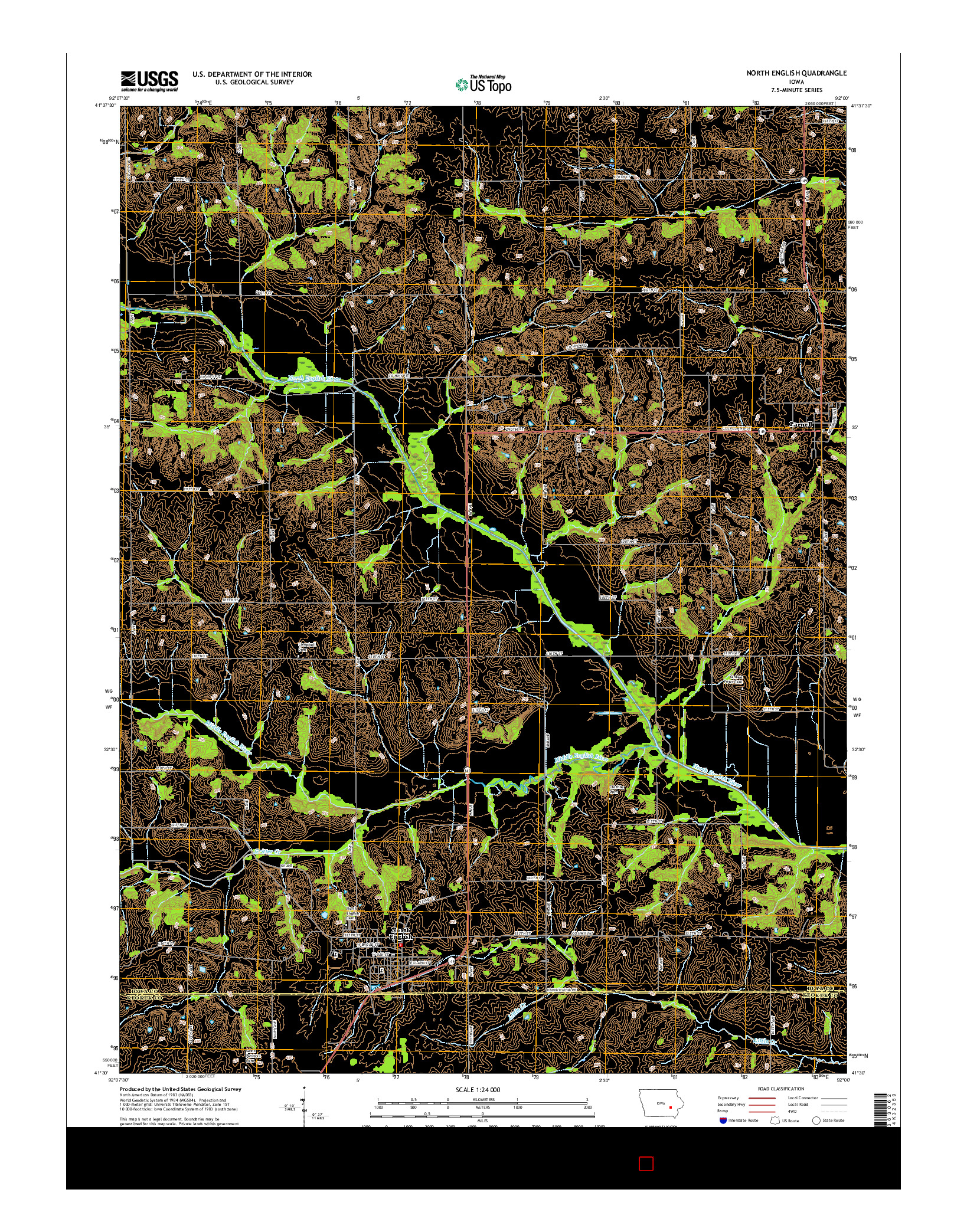 USGS US TOPO 7.5-MINUTE MAP FOR NORTH ENGLISH, IA 2015