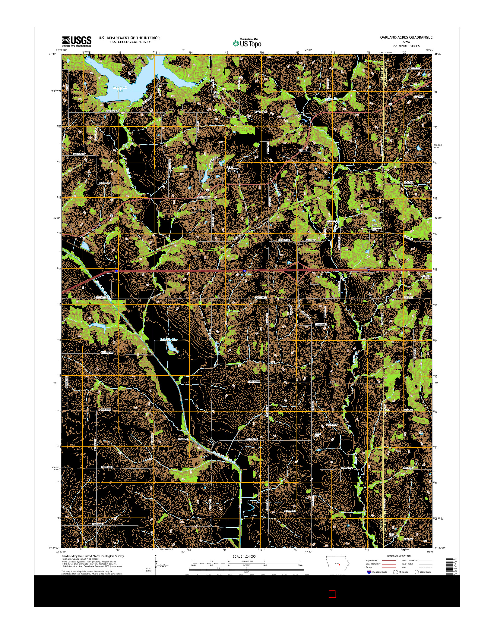 USGS US TOPO 7.5-MINUTE MAP FOR OAKLAND ACRES, IA 2015