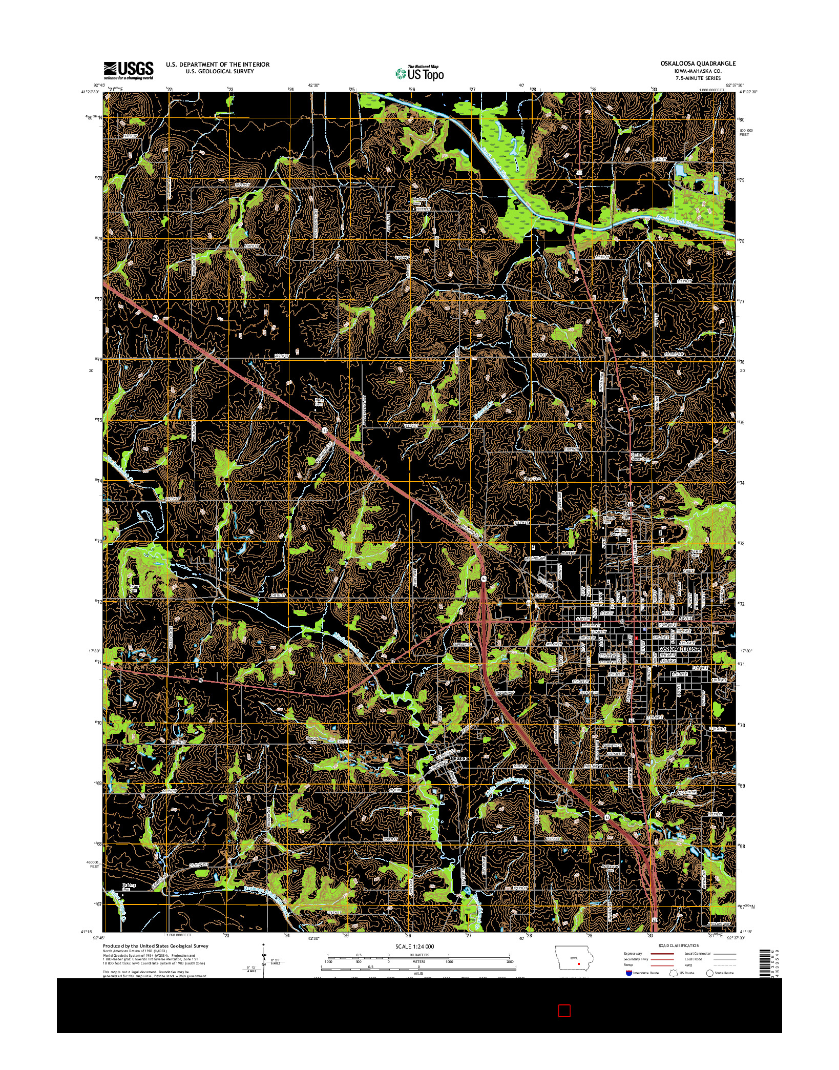 USGS US TOPO 7.5-MINUTE MAP FOR OSKALOOSA, IA 2015