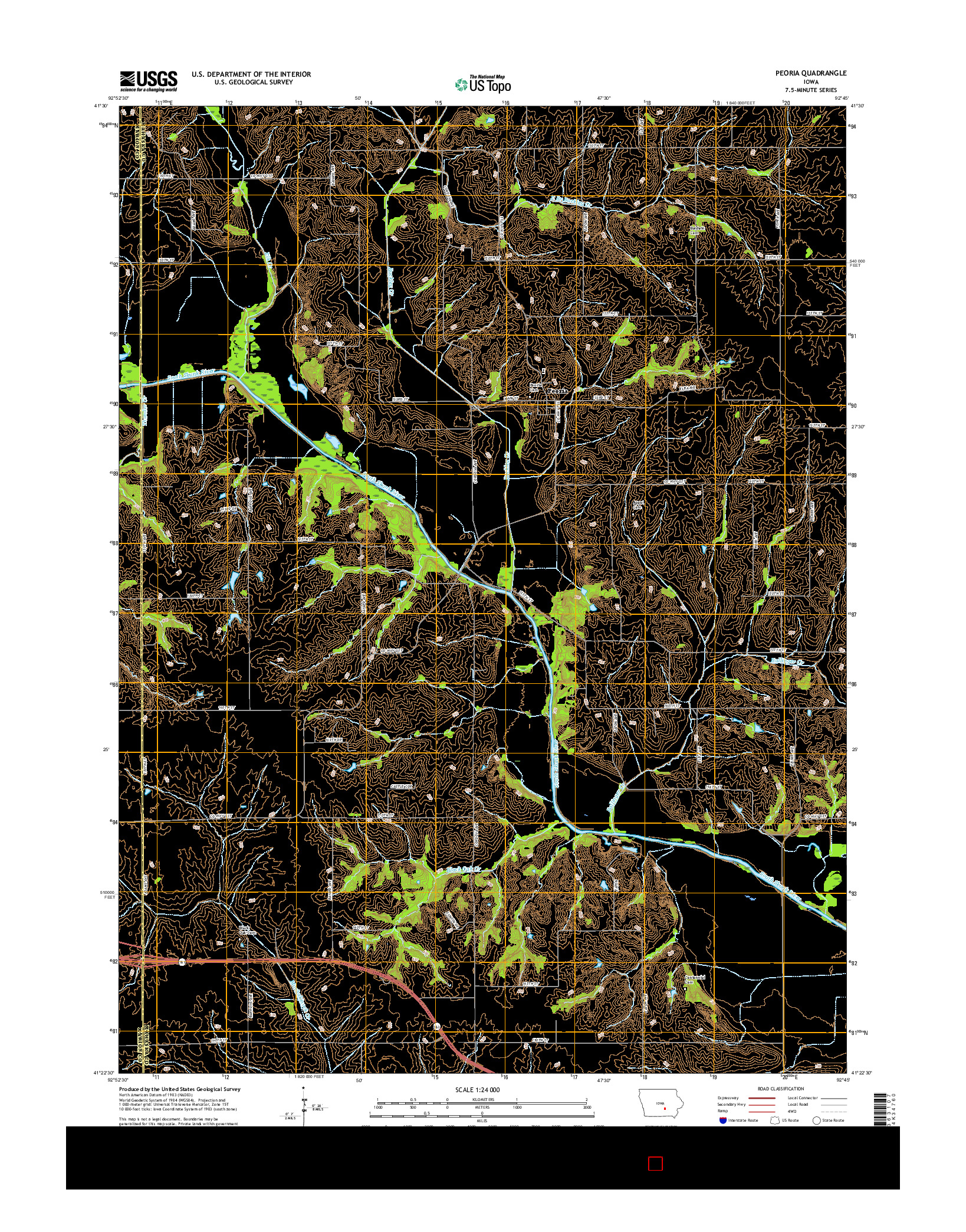 USGS US TOPO 7.5-MINUTE MAP FOR PEORIA, IA 2015