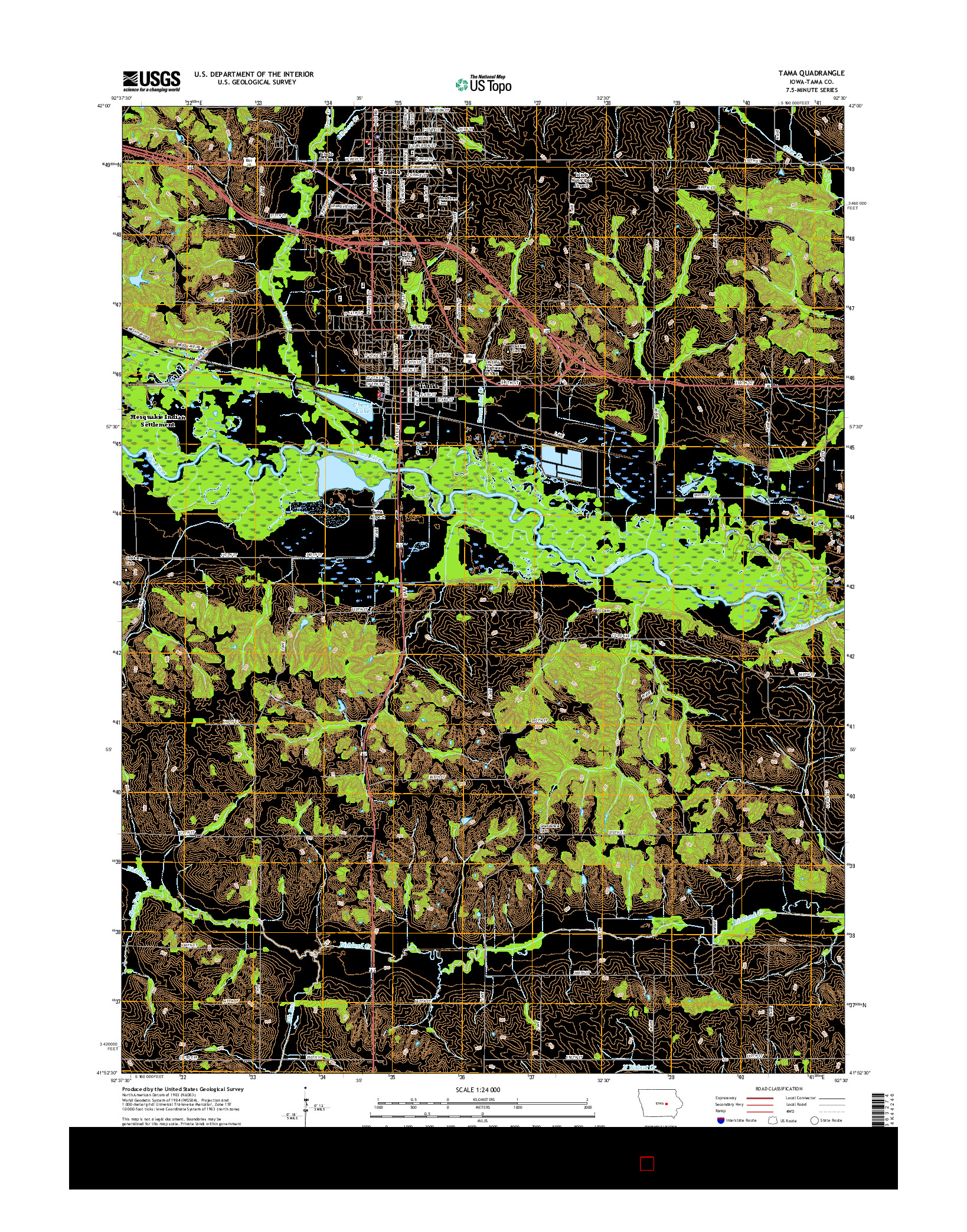 USGS US TOPO 7.5-MINUTE MAP FOR TAMA, IA 2015