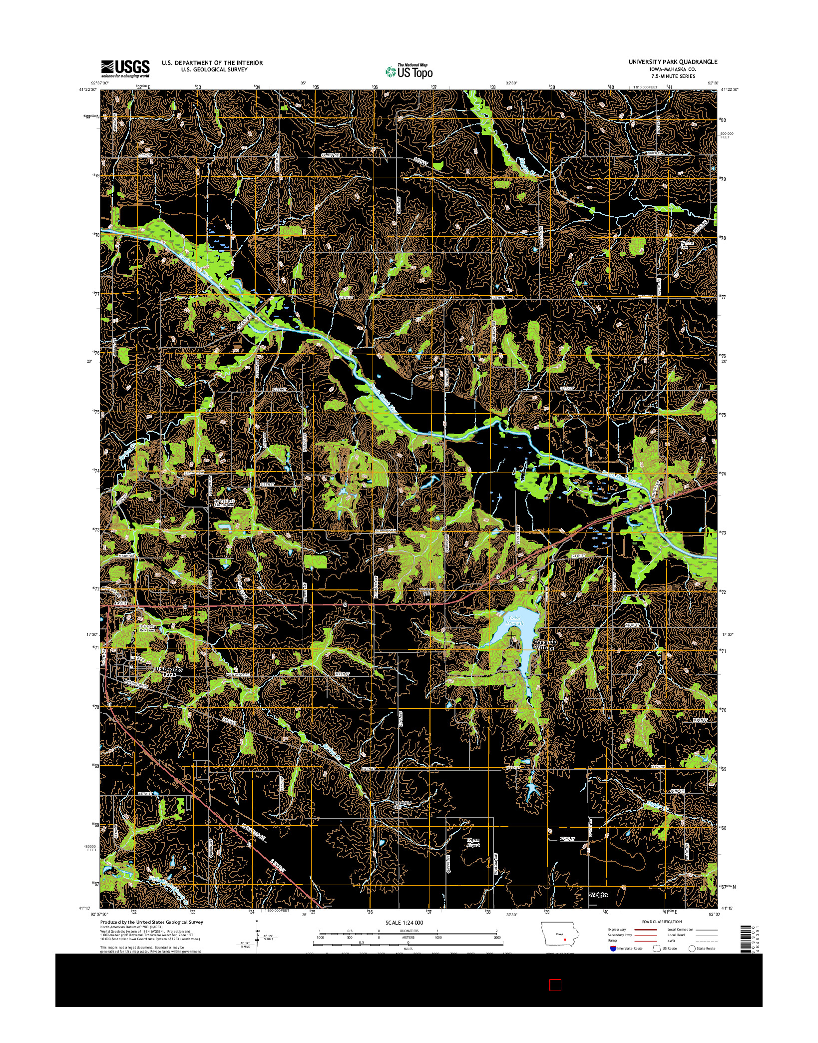 USGS US TOPO 7.5-MINUTE MAP FOR UNIVERSITY PARK, IA 2015