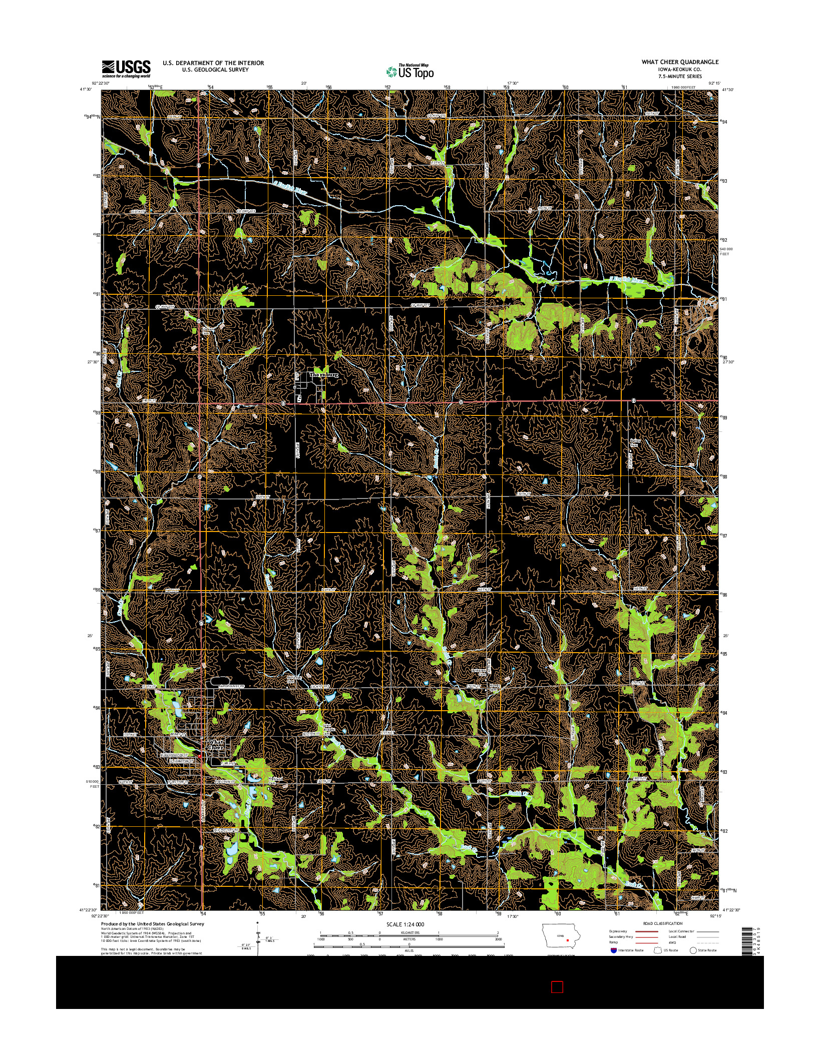 USGS US TOPO 7.5-MINUTE MAP FOR WHAT CHEER, IA 2015