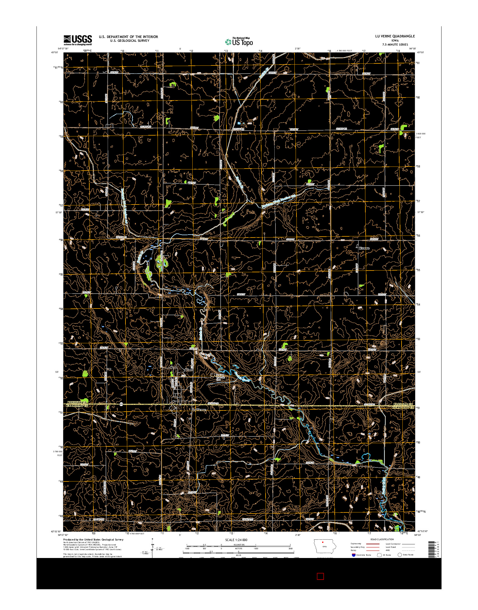 USGS US TOPO 7.5-MINUTE MAP FOR LU VERNE, IA 2015