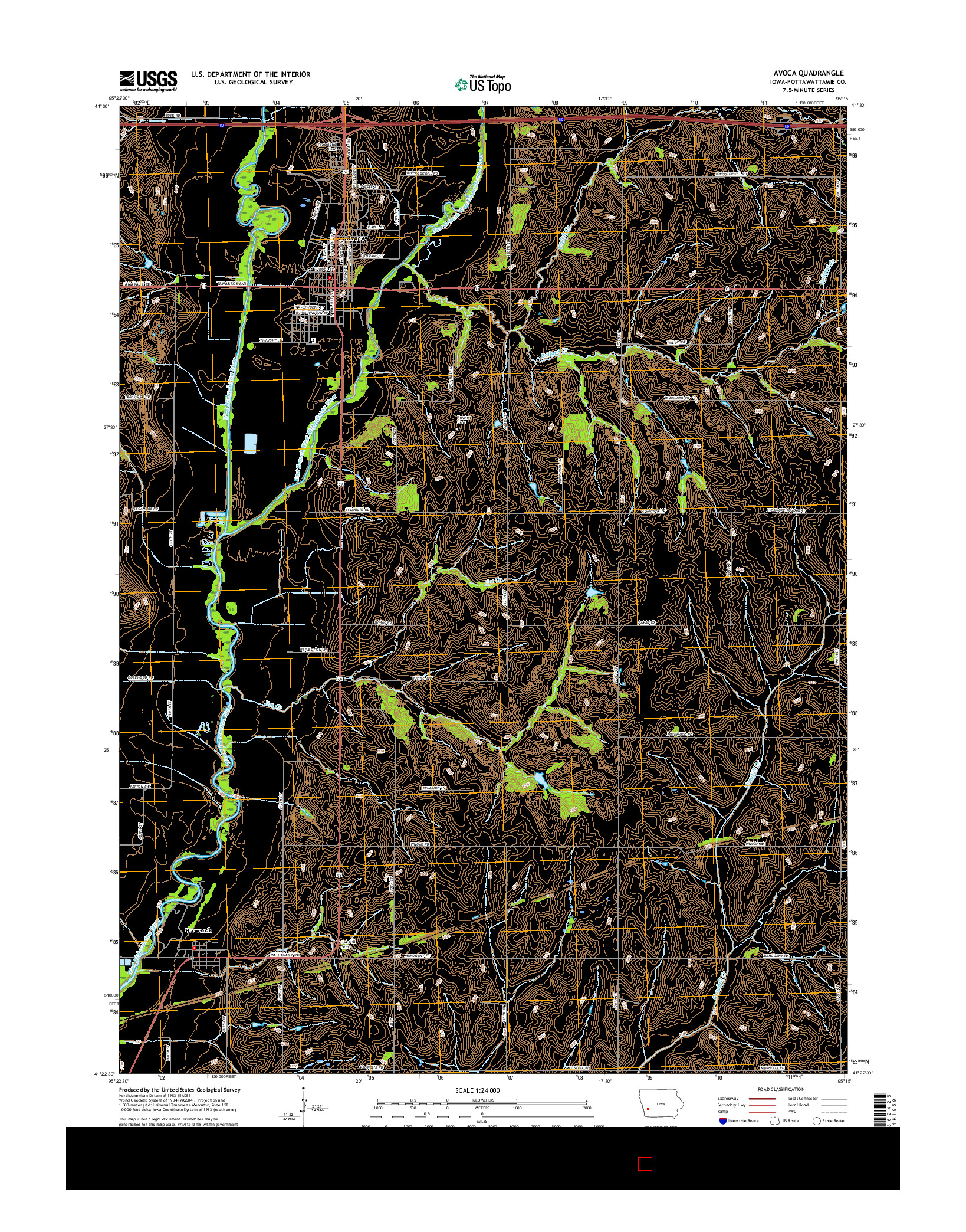 USGS US TOPO 7.5-MINUTE MAP FOR AVOCA, IA 2015