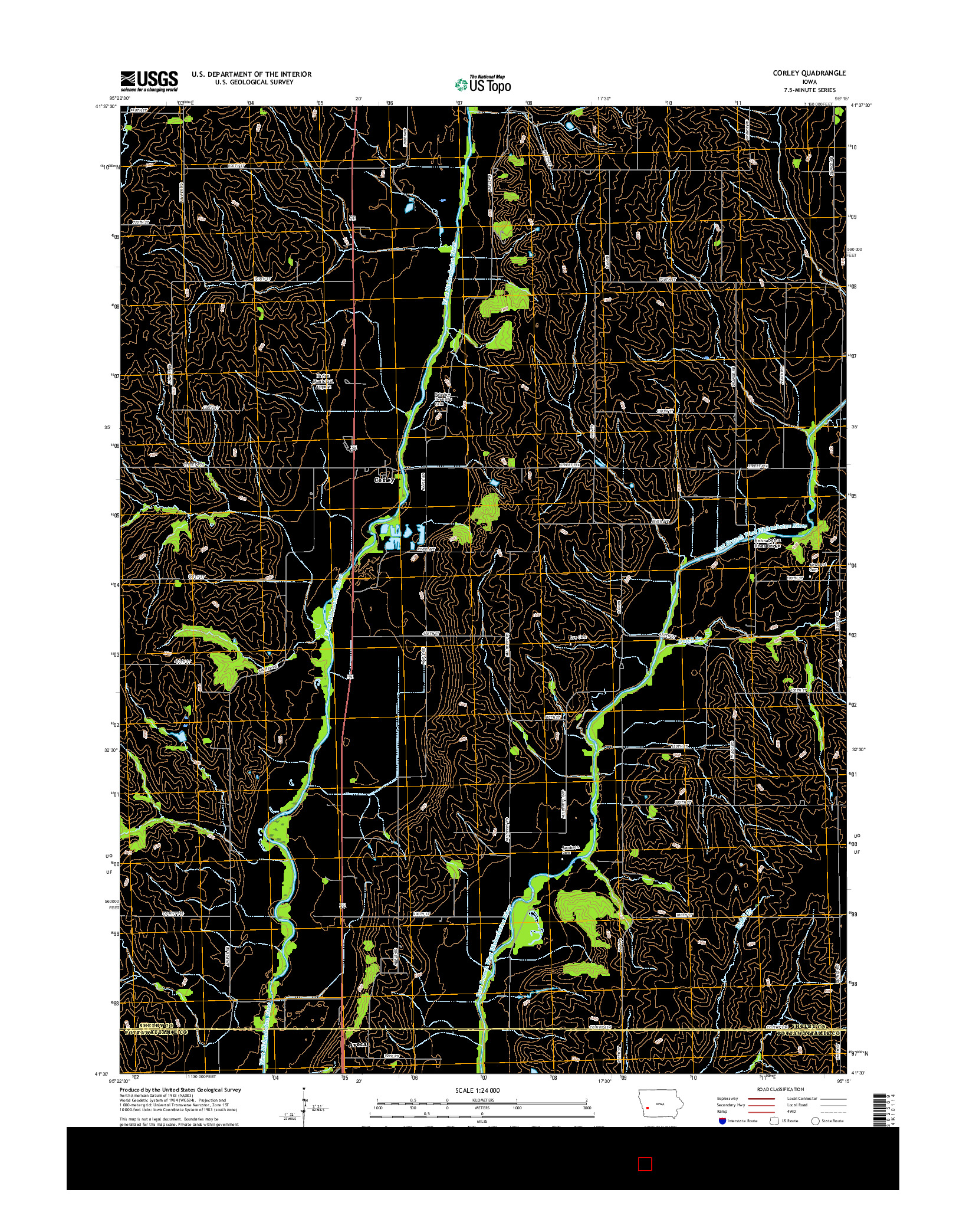 USGS US TOPO 7.5-MINUTE MAP FOR CORLEY, IA 2015