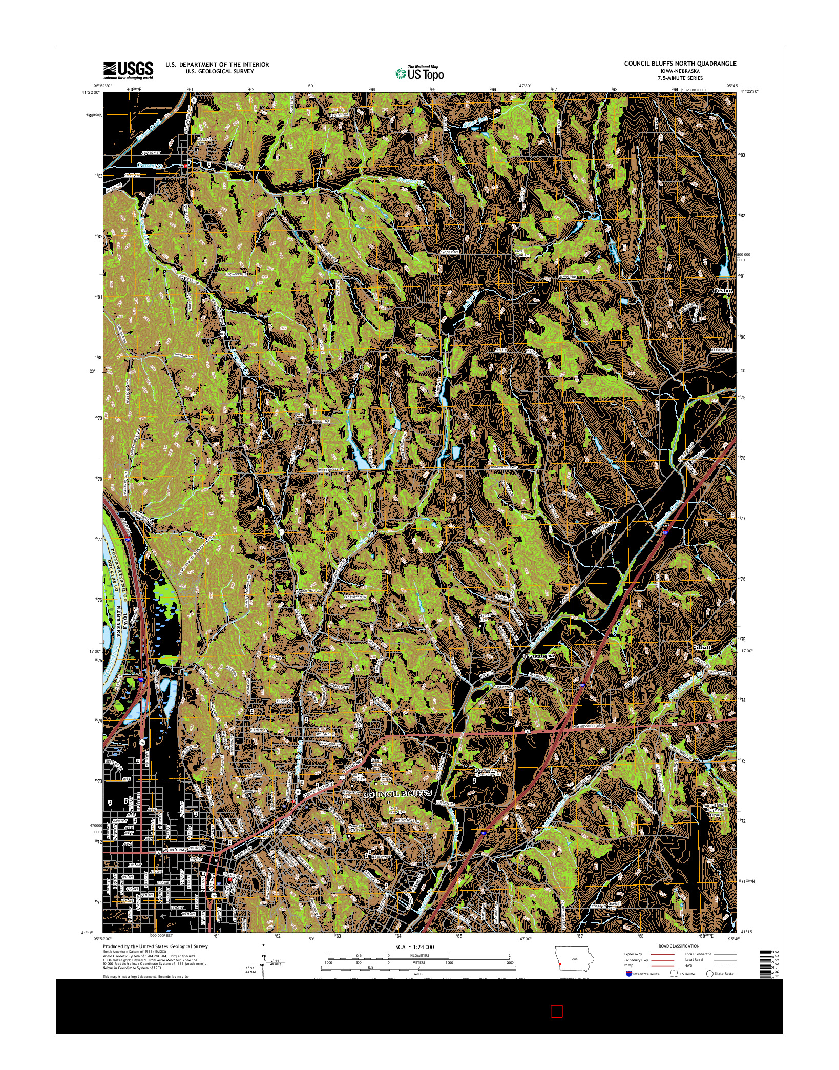 USGS US TOPO 7.5-MINUTE MAP FOR COUNCIL BLUFFS NORTH, IA-NE 2015
