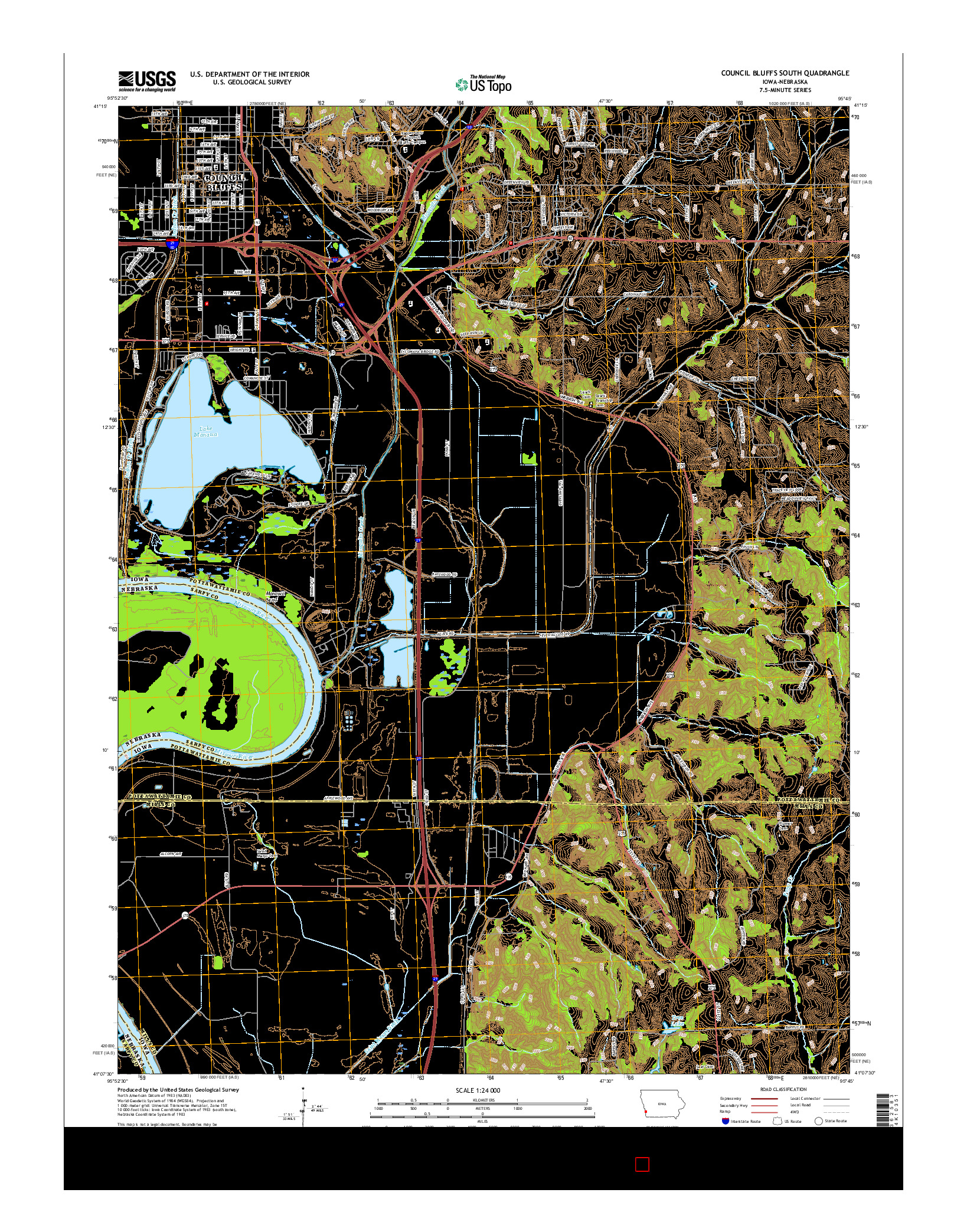 USGS US TOPO 7.5-MINUTE MAP FOR COUNCIL BLUFFS SOUTH, IA-NE 2015