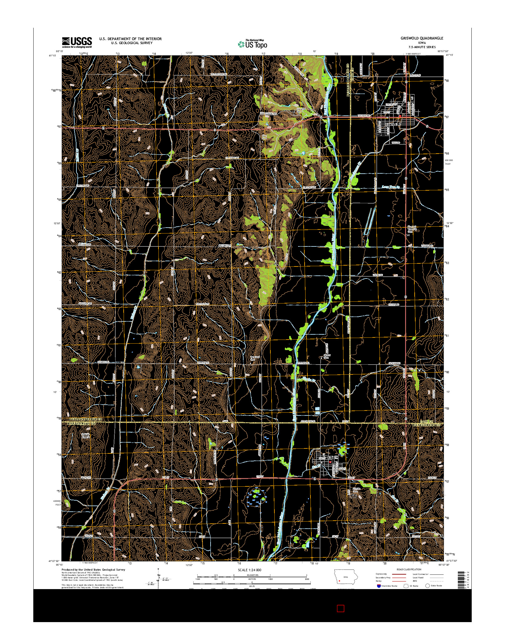 USGS US TOPO 7.5-MINUTE MAP FOR GRISWOLD, IA 2015