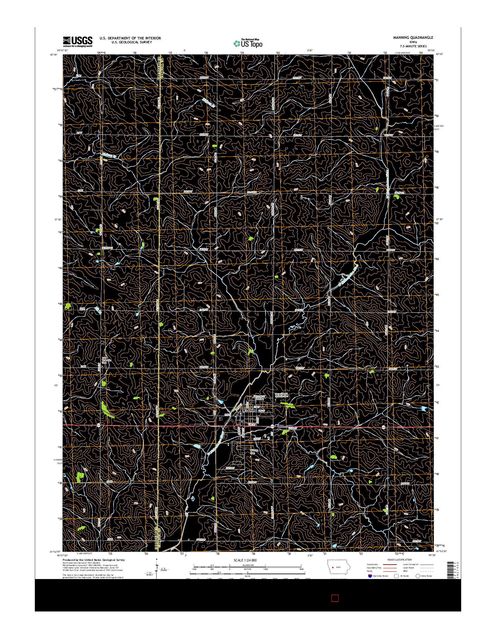 USGS US TOPO 7.5-MINUTE MAP FOR MANNING, IA 2015