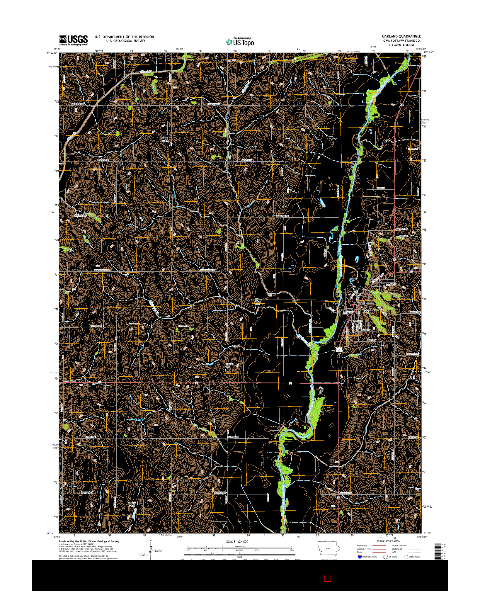 USGS US TOPO 7.5-MINUTE MAP FOR OAKLAND, IA 2015