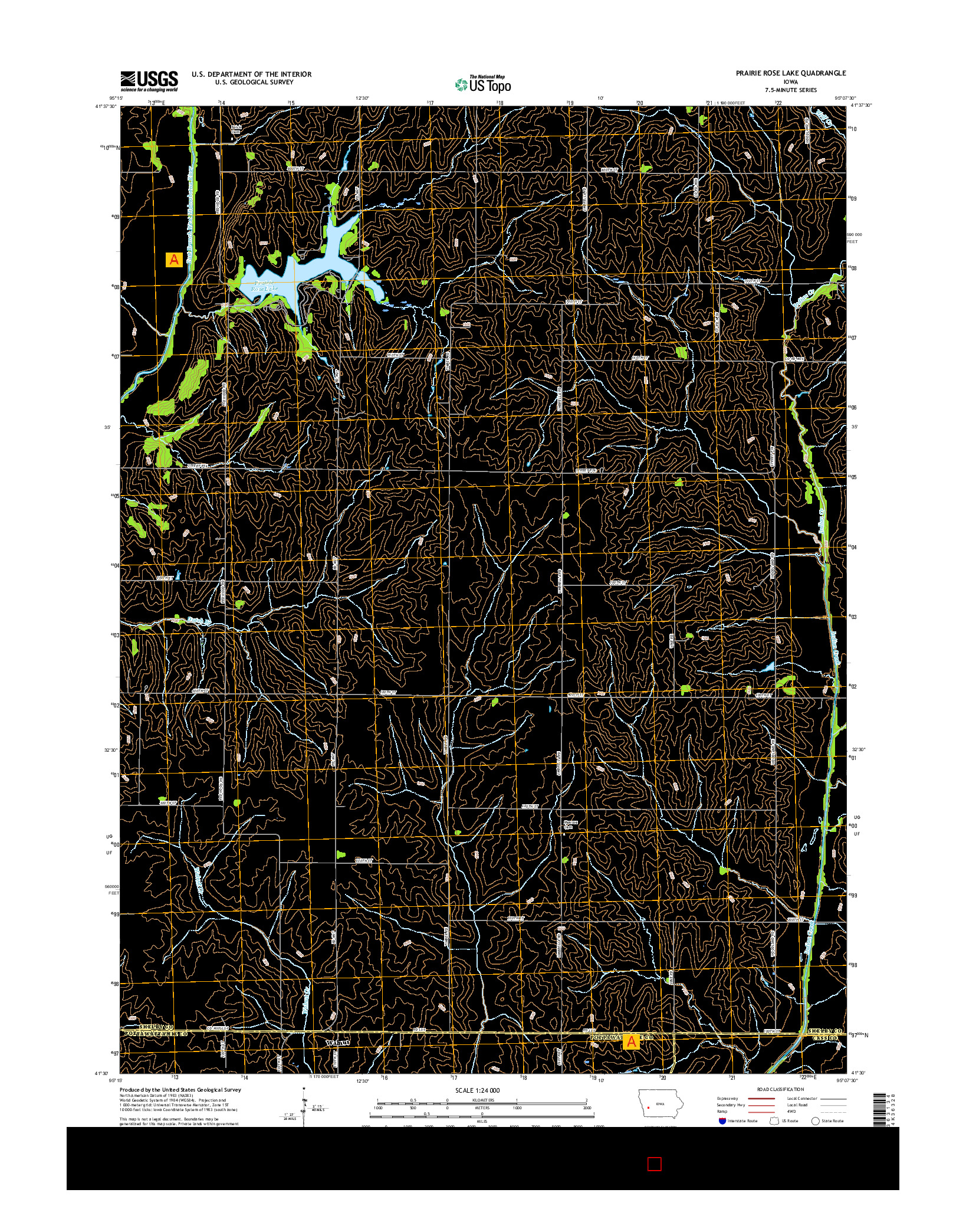 USGS US TOPO 7.5-MINUTE MAP FOR PRAIRIE ROSE LAKE, IA 2015