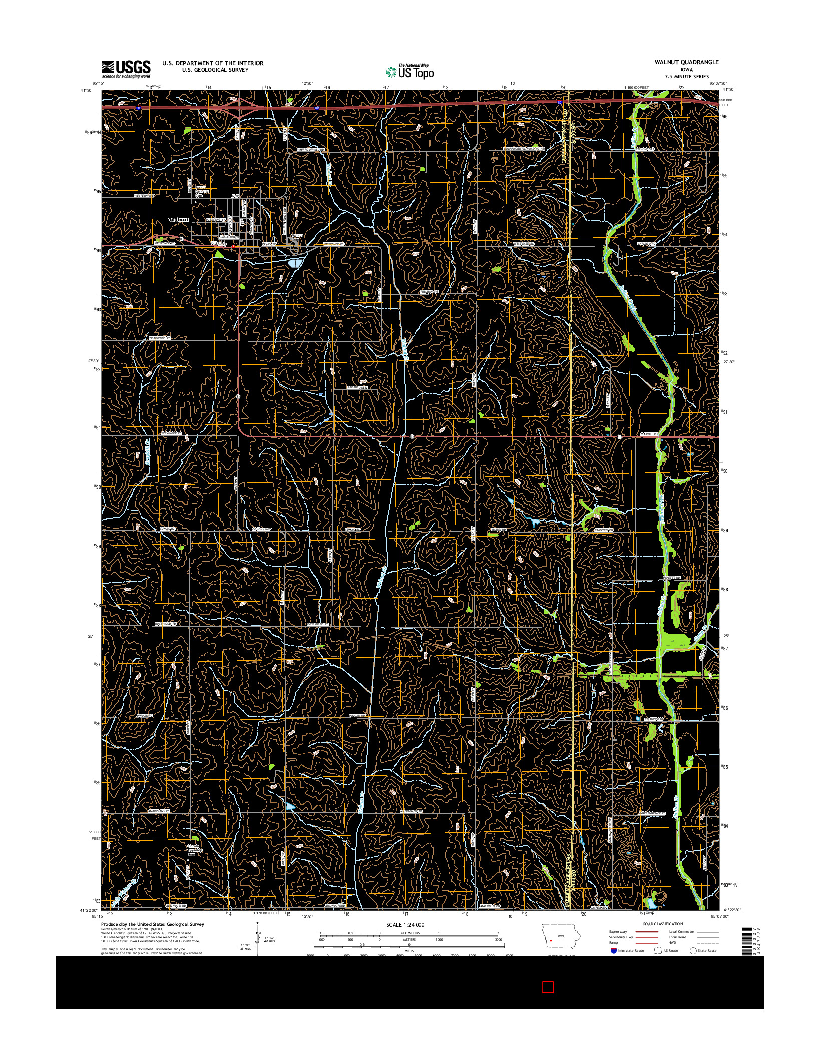USGS US TOPO 7.5-MINUTE MAP FOR WALNUT, IA 2015