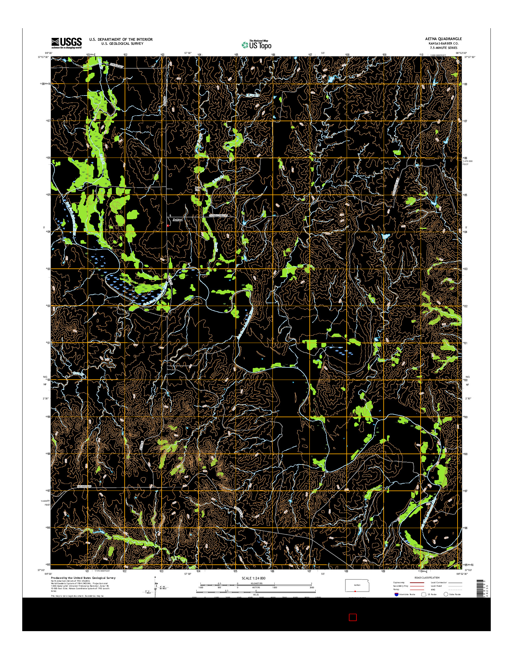 USGS US TOPO 7.5-MINUTE MAP FOR AETNA, KS 2015