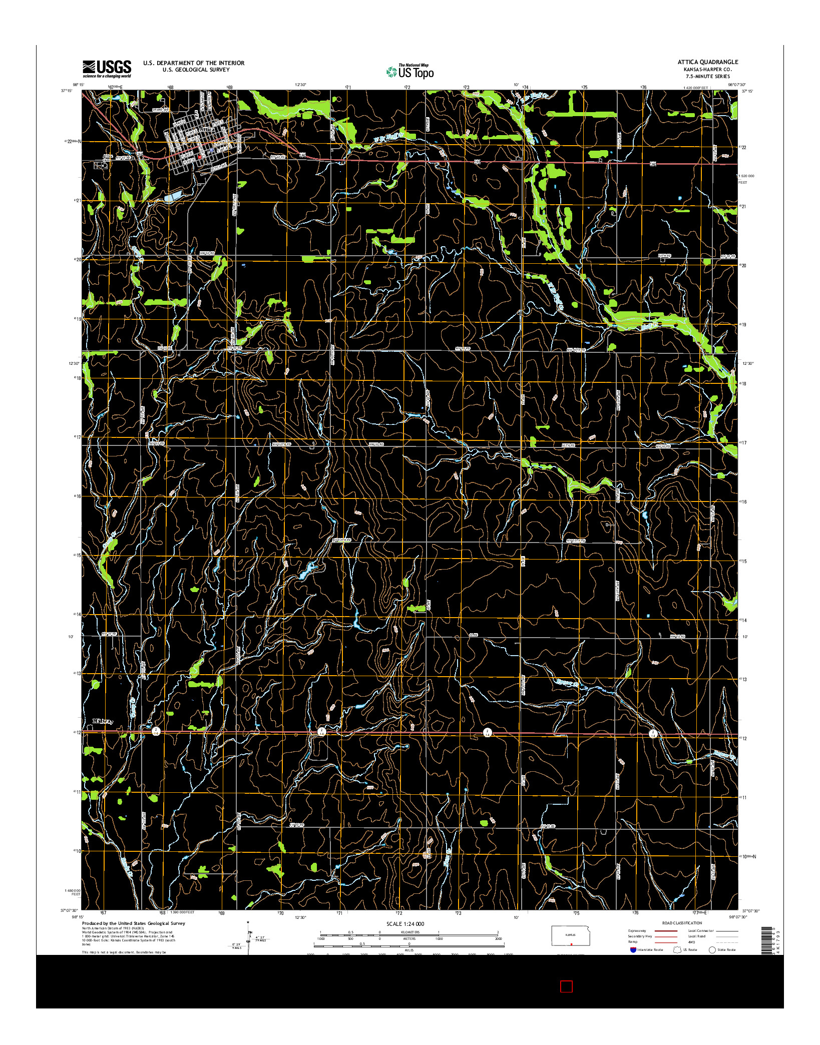 USGS US TOPO 7.5-MINUTE MAP FOR ATTICA, KS 2015