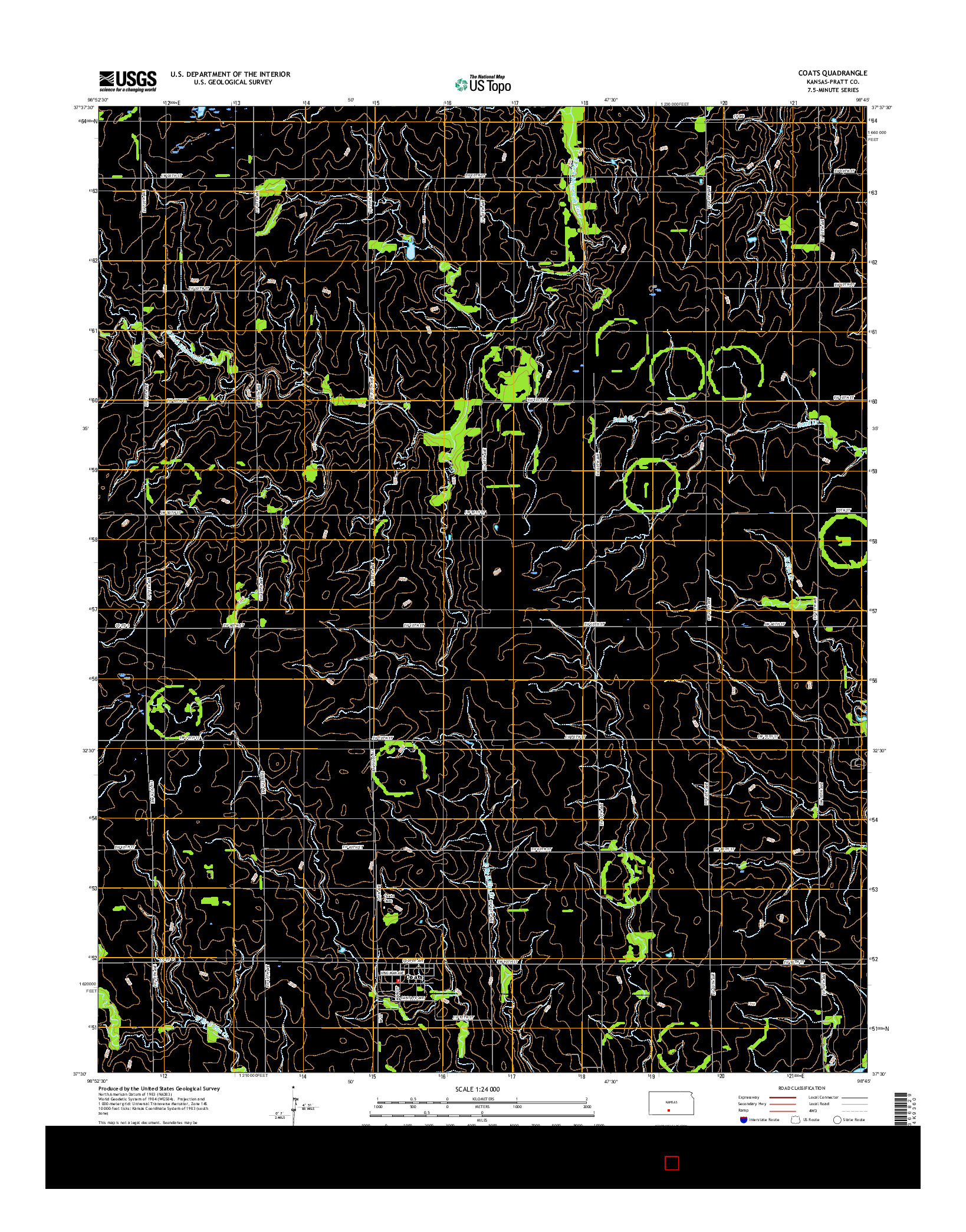 USGS US TOPO 7.5-MINUTE MAP FOR COATS, KS 2015