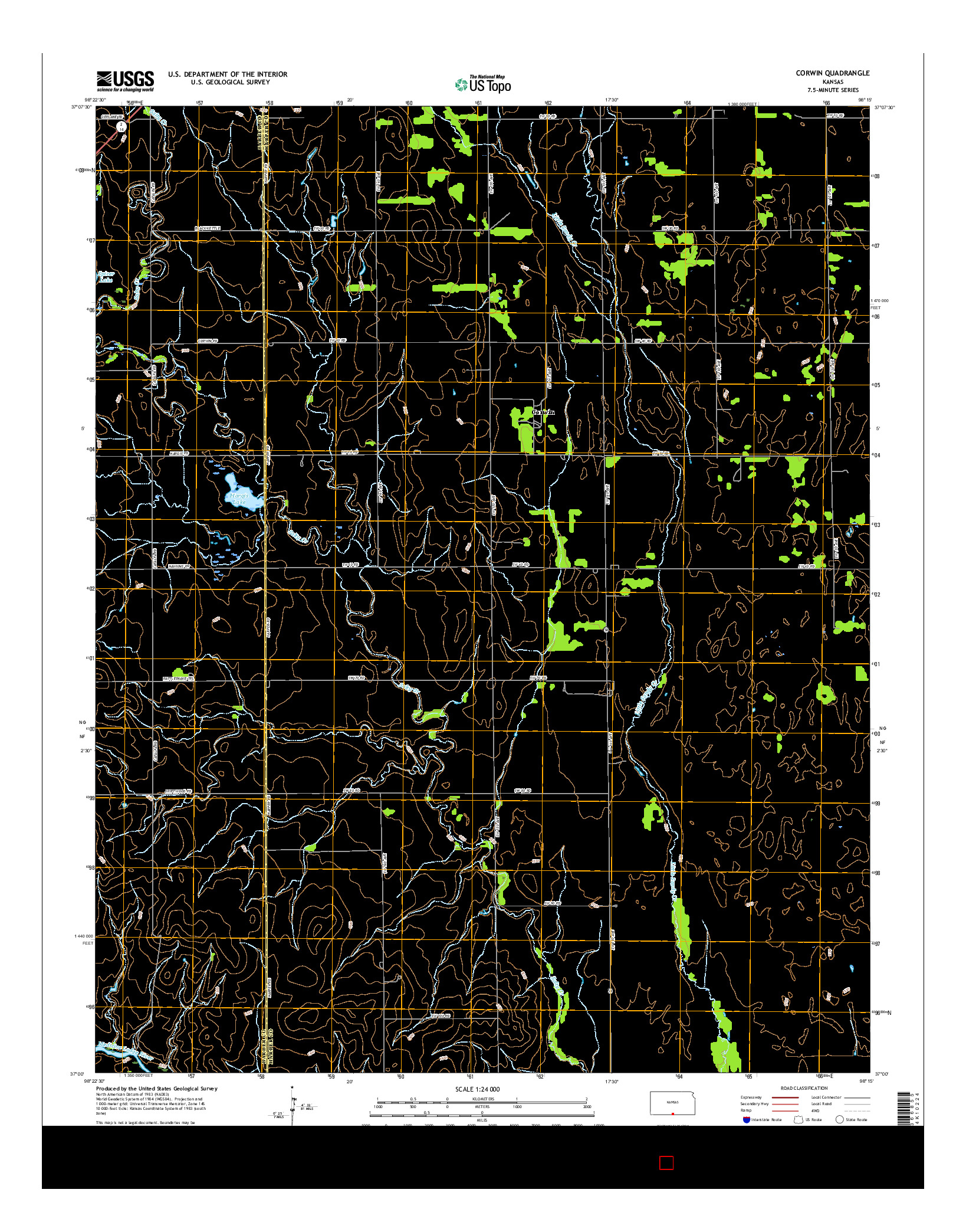 USGS US TOPO 7.5-MINUTE MAP FOR CORWIN, KS 2015