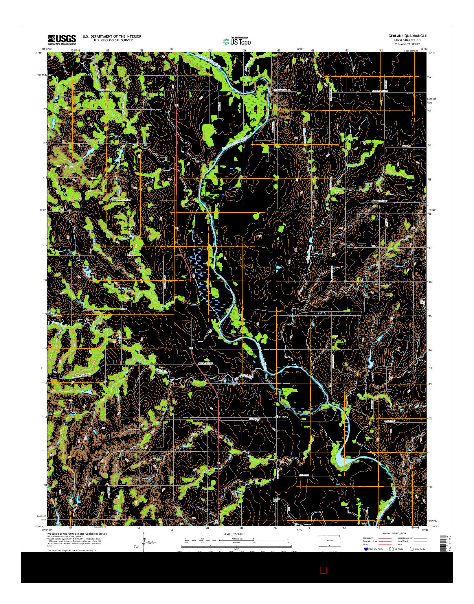 USGS US TOPO 7.5-MINUTE MAP FOR GERLANE, KS 2015