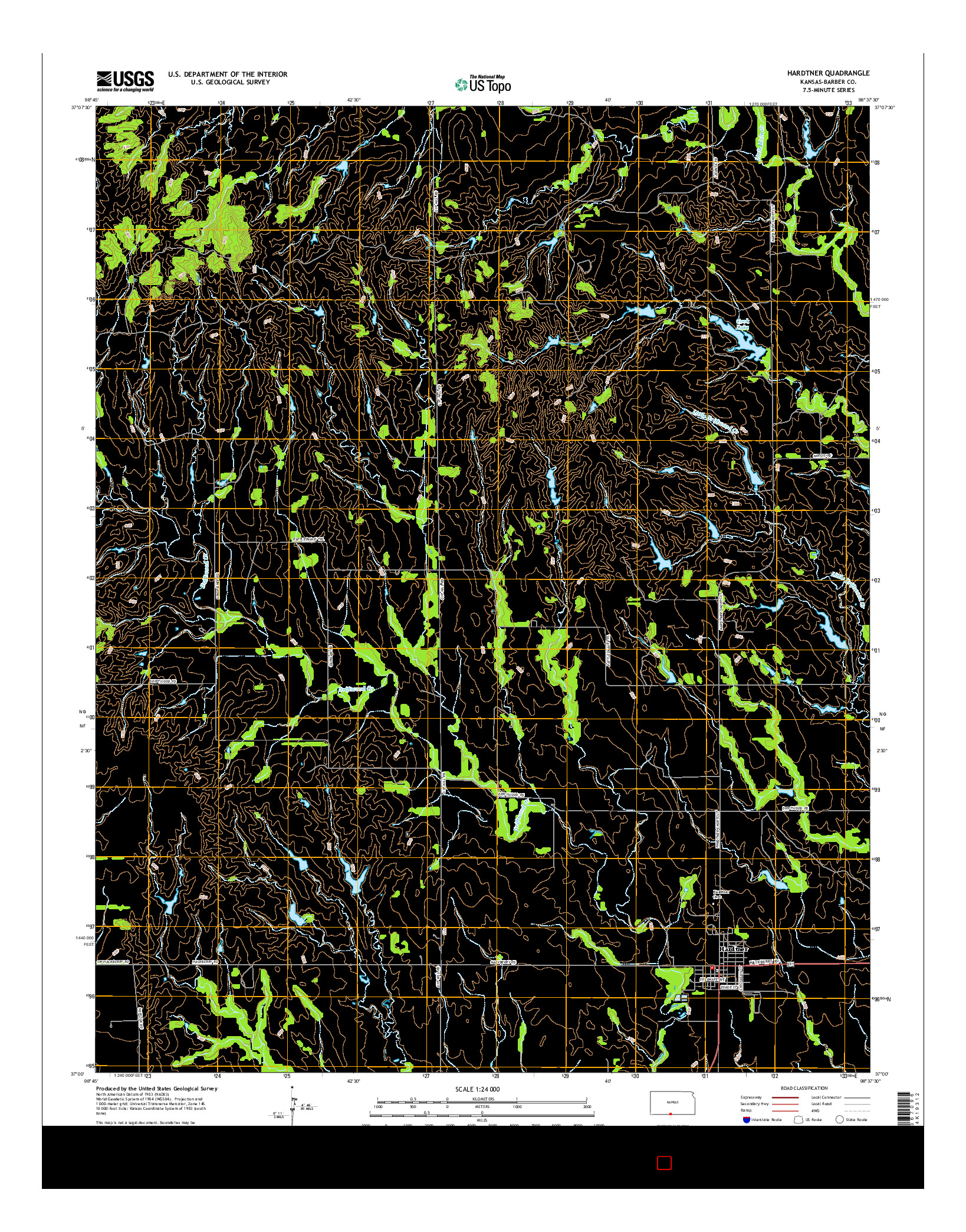 USGS US TOPO 7.5-MINUTE MAP FOR HARDTNER, KS 2015