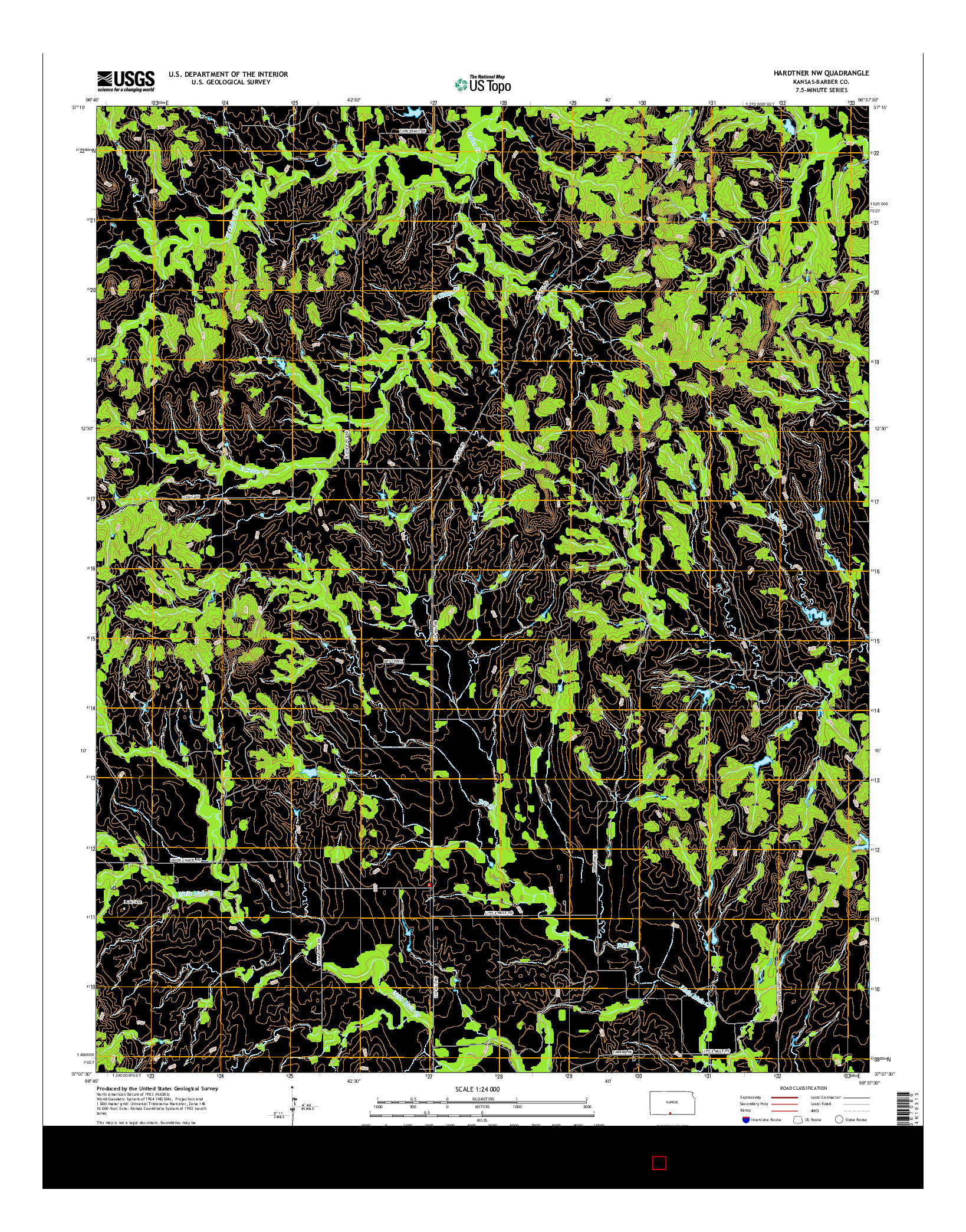 USGS US TOPO 7.5-MINUTE MAP FOR HARDTNER NW, KS 2015