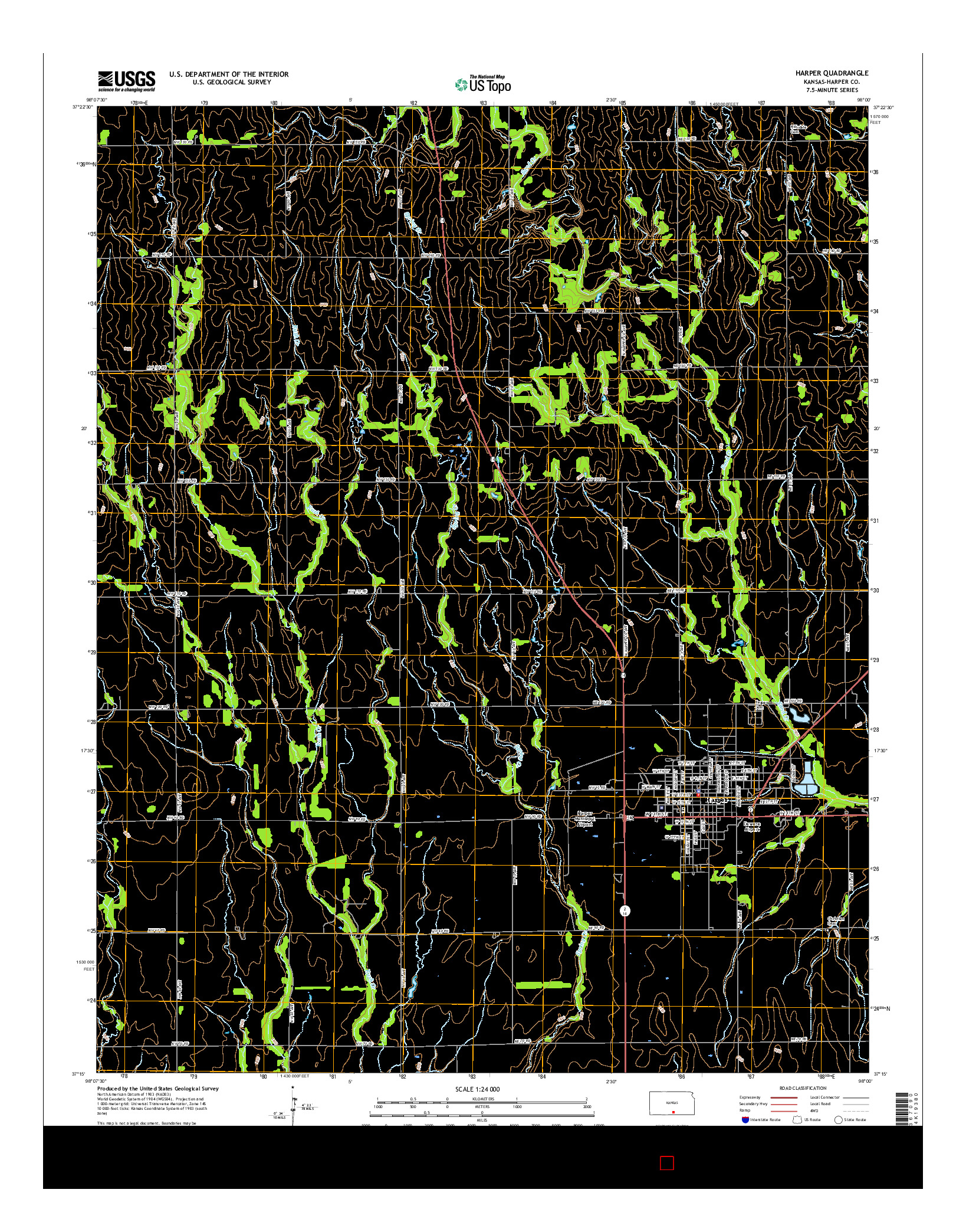 USGS US TOPO 7.5-MINUTE MAP FOR HARPER, KS 2015