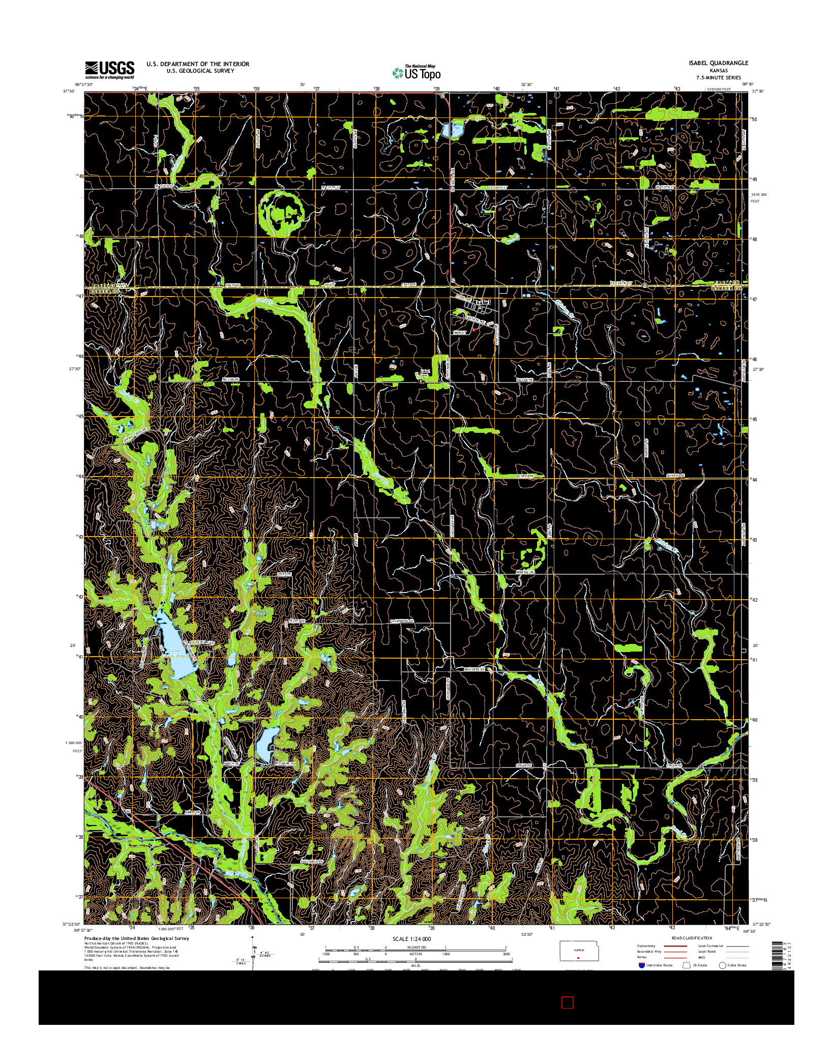 USGS US TOPO 7.5-MINUTE MAP FOR ISABEL, KS 2015