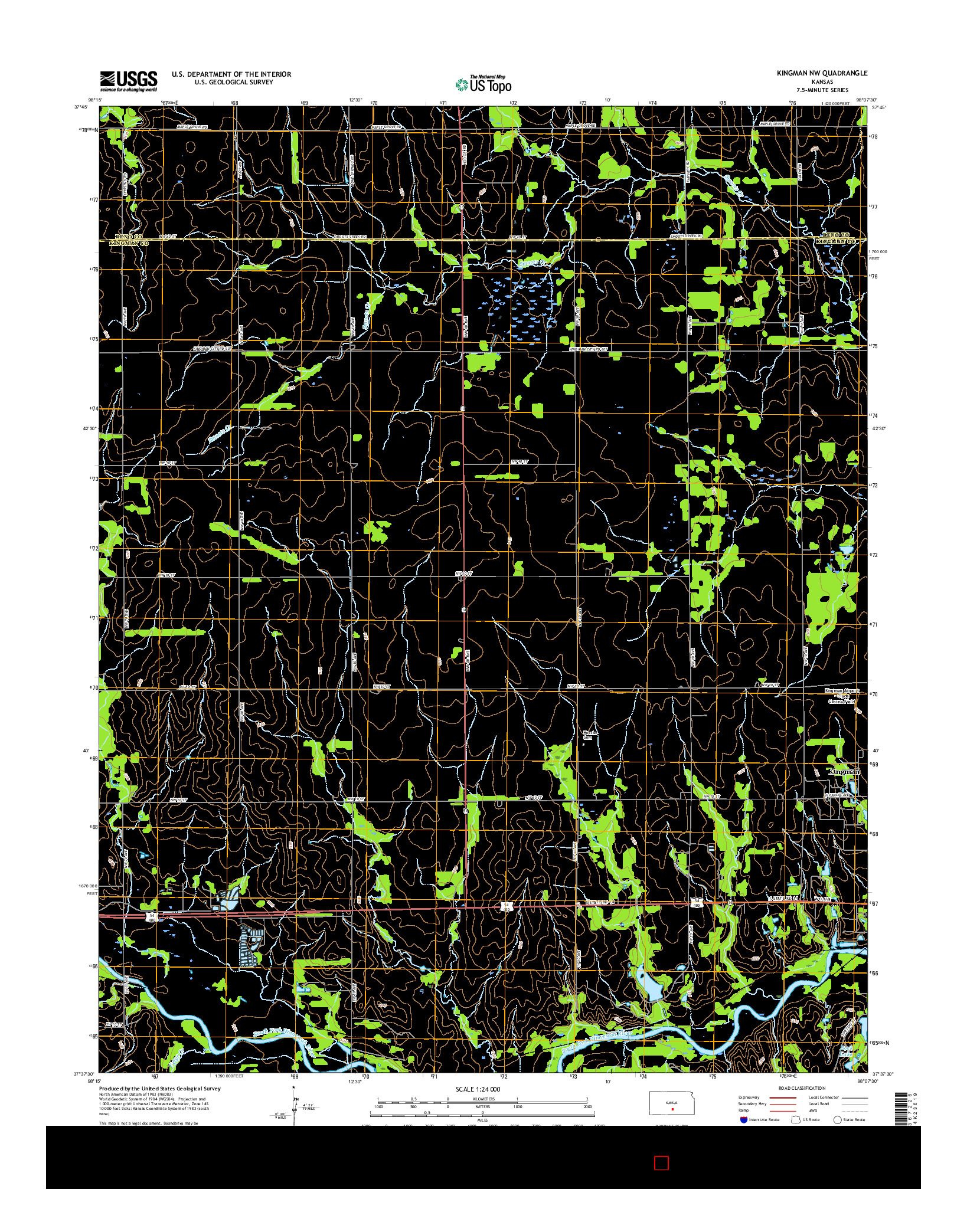 USGS US TOPO 7.5-MINUTE MAP FOR KINGMAN NW, KS 2015