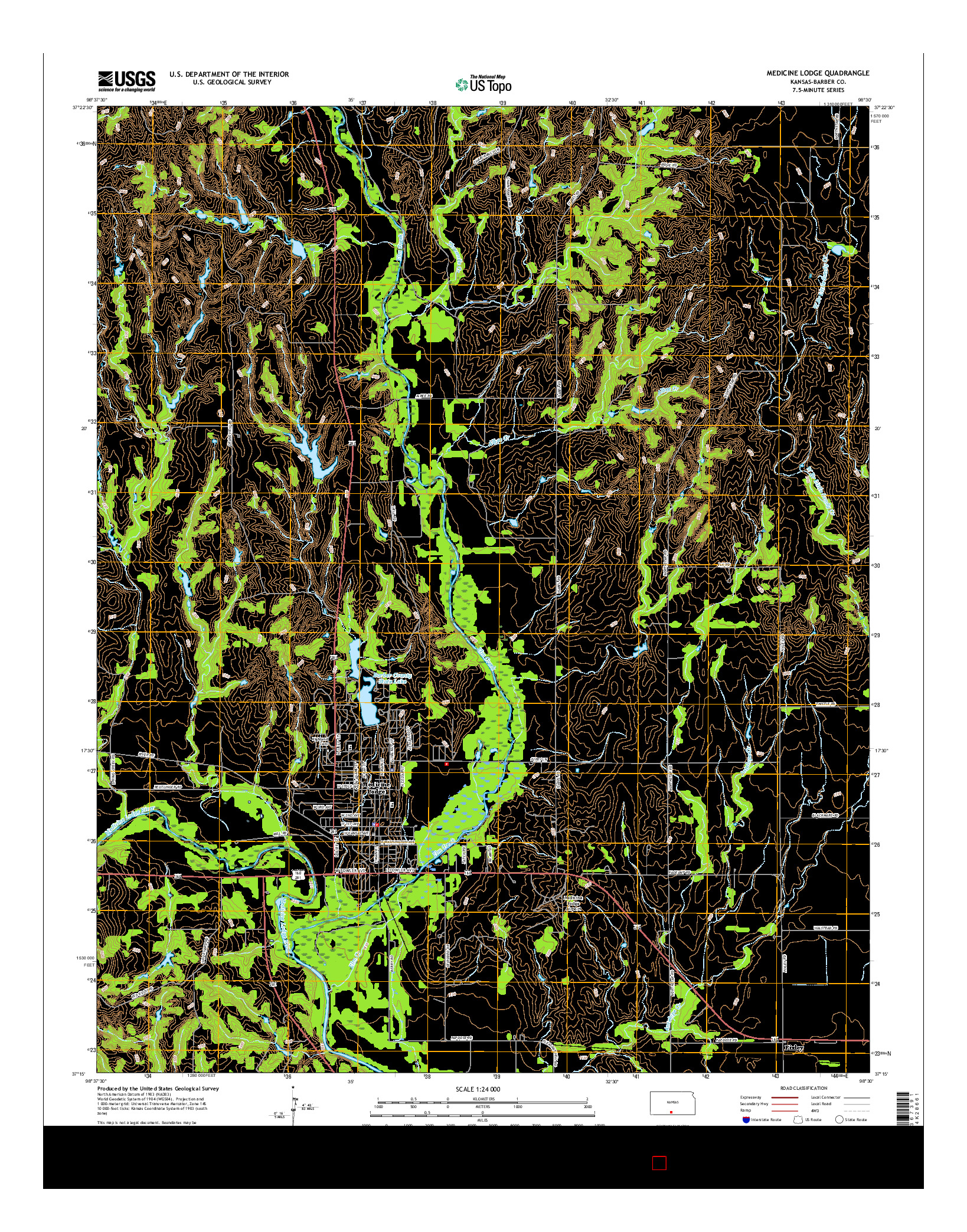 USGS US TOPO 7.5-MINUTE MAP FOR MEDICINE LODGE, KS 2015