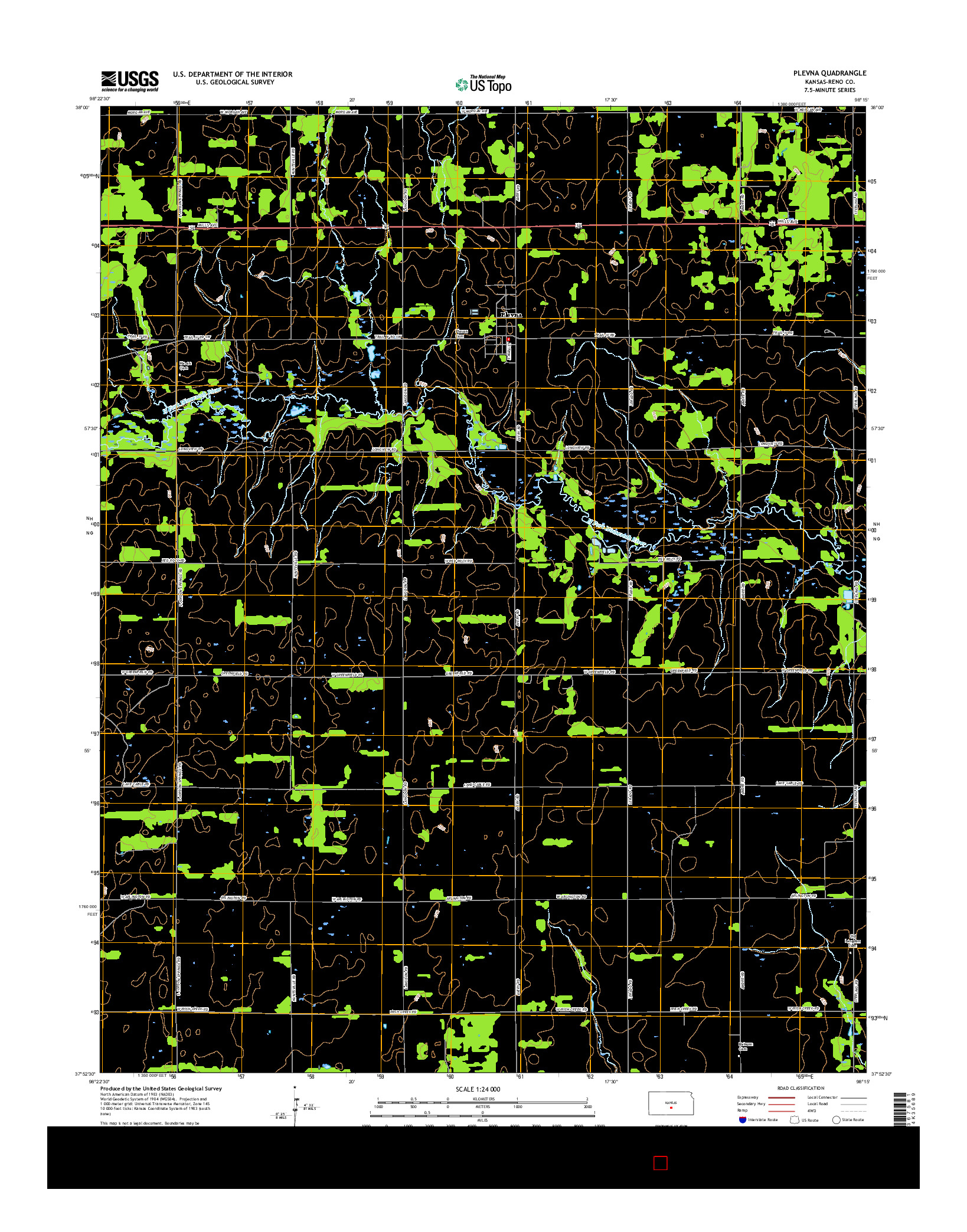 USGS US TOPO 7.5-MINUTE MAP FOR PLEVNA, KS 2015