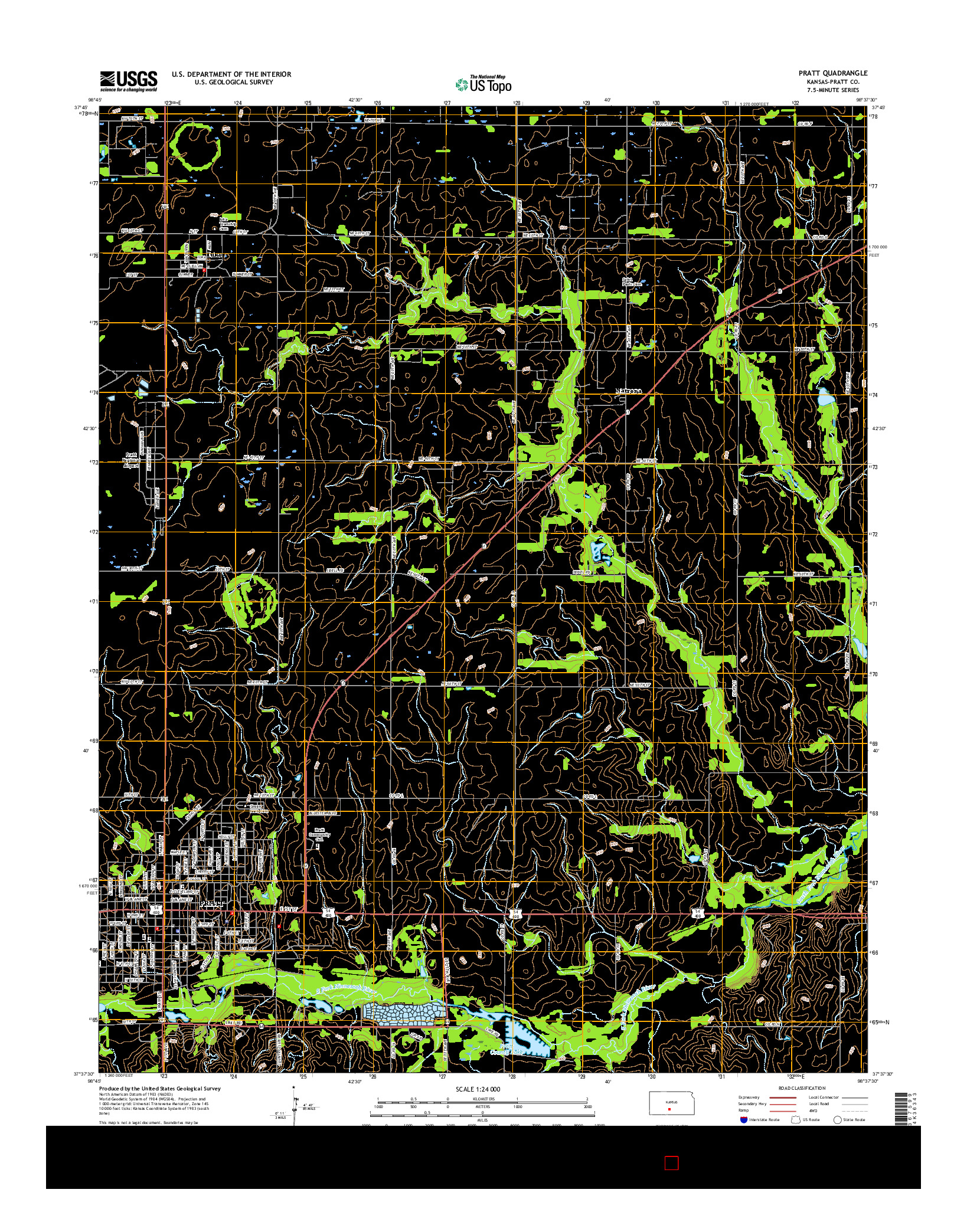 USGS US TOPO 7.5-MINUTE MAP FOR PRATT, KS 2015