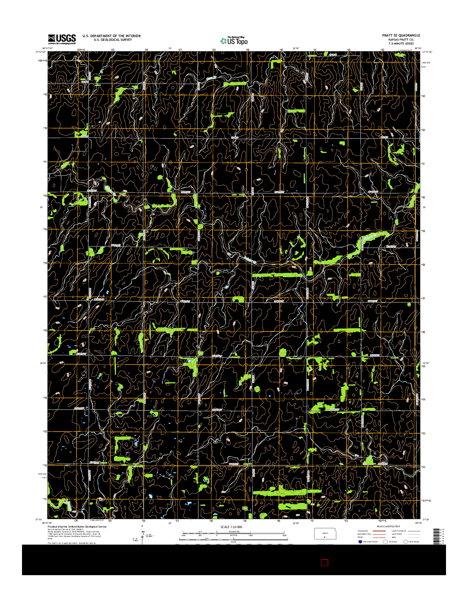 USGS US TOPO 7.5-MINUTE MAP FOR PRATT SE, KS 2015