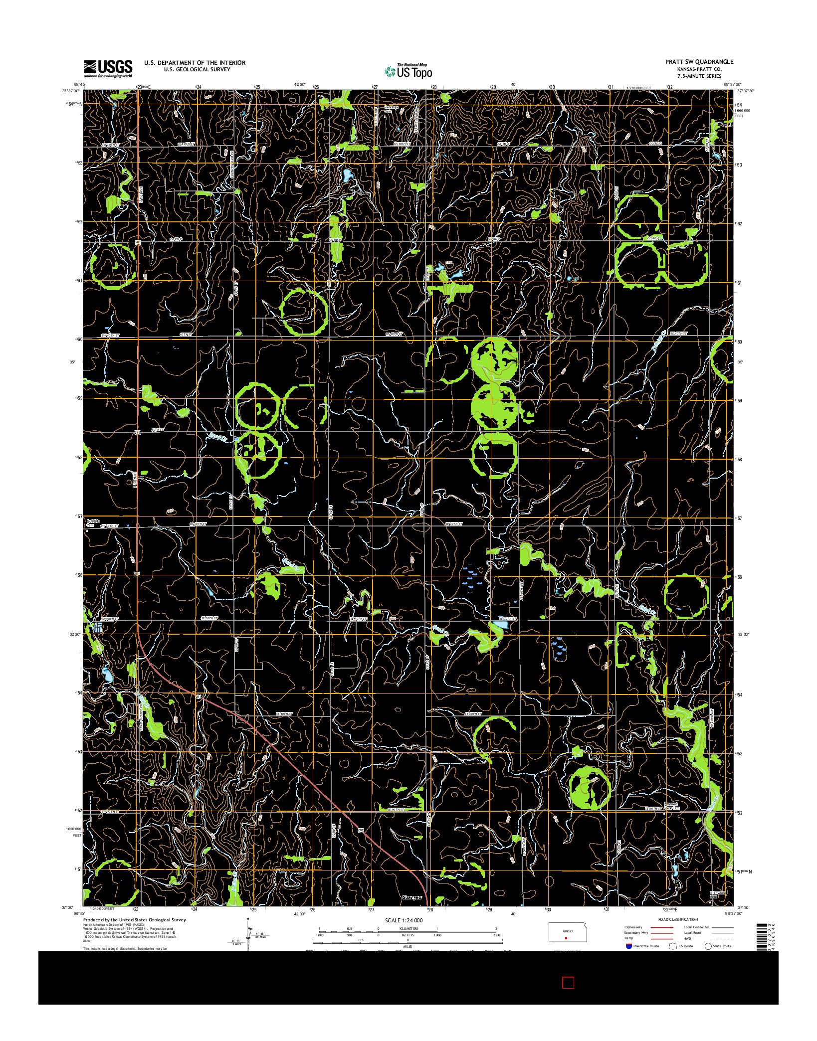 USGS US TOPO 7.5-MINUTE MAP FOR PRATT SW, KS 2015