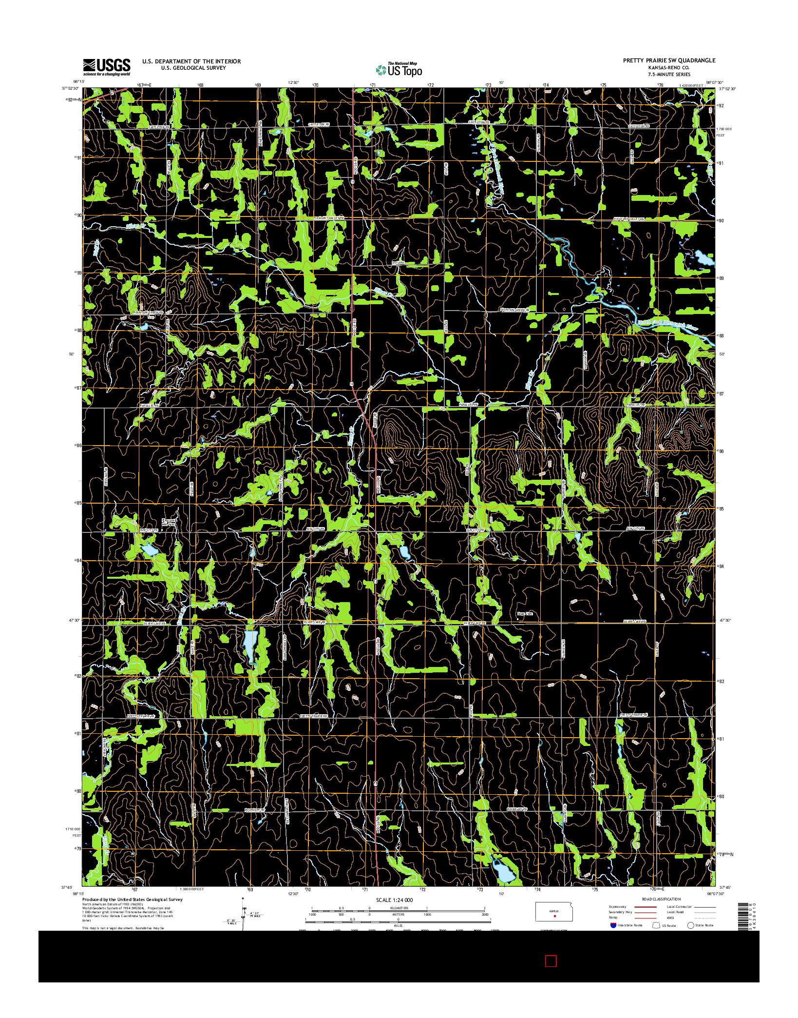 USGS US TOPO 7.5-MINUTE MAP FOR PRETTY PRAIRIE SW, KS 2015