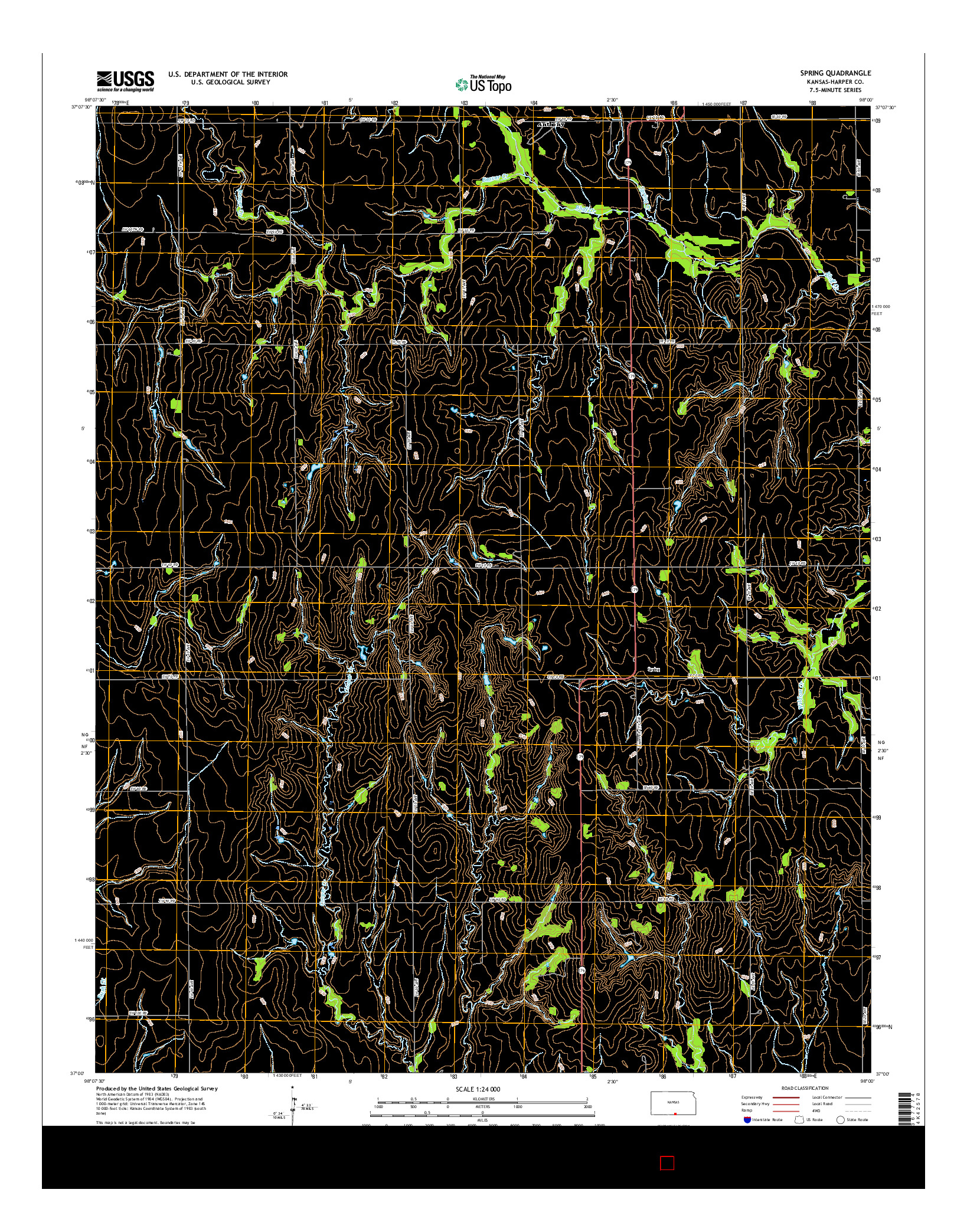 USGS US TOPO 7.5-MINUTE MAP FOR SPRING, KS 2015