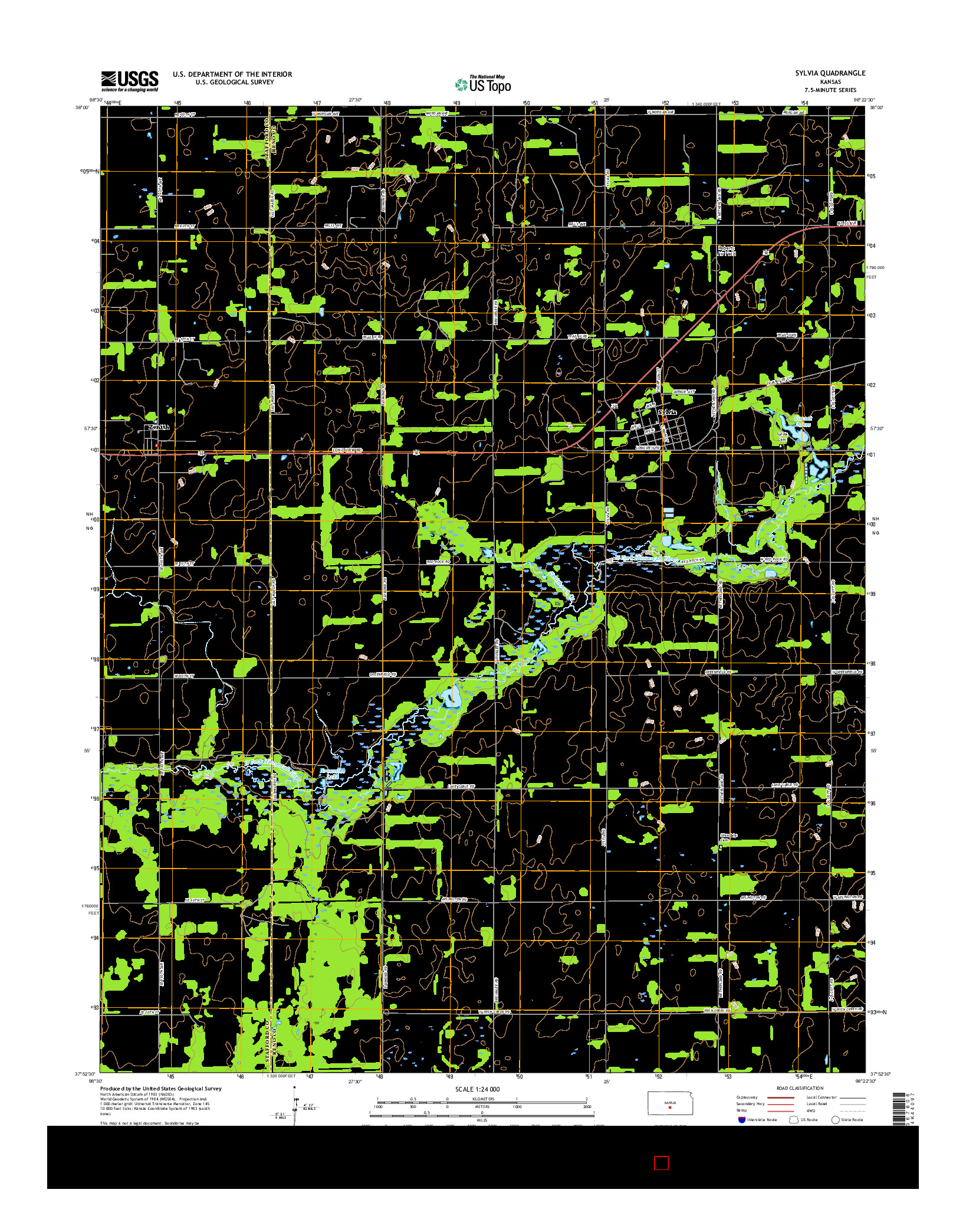 USGS US TOPO 7.5-MINUTE MAP FOR SYLVIA, KS 2015