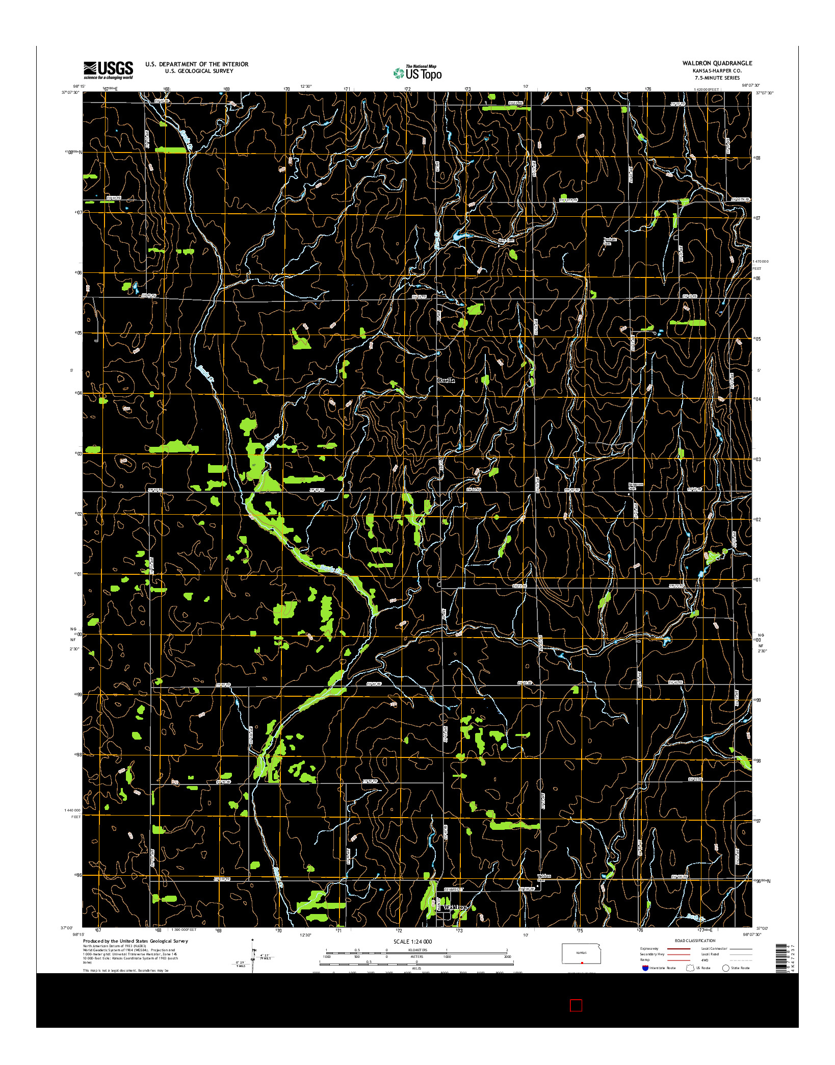 USGS US TOPO 7.5-MINUTE MAP FOR WALDRON, KS 2015