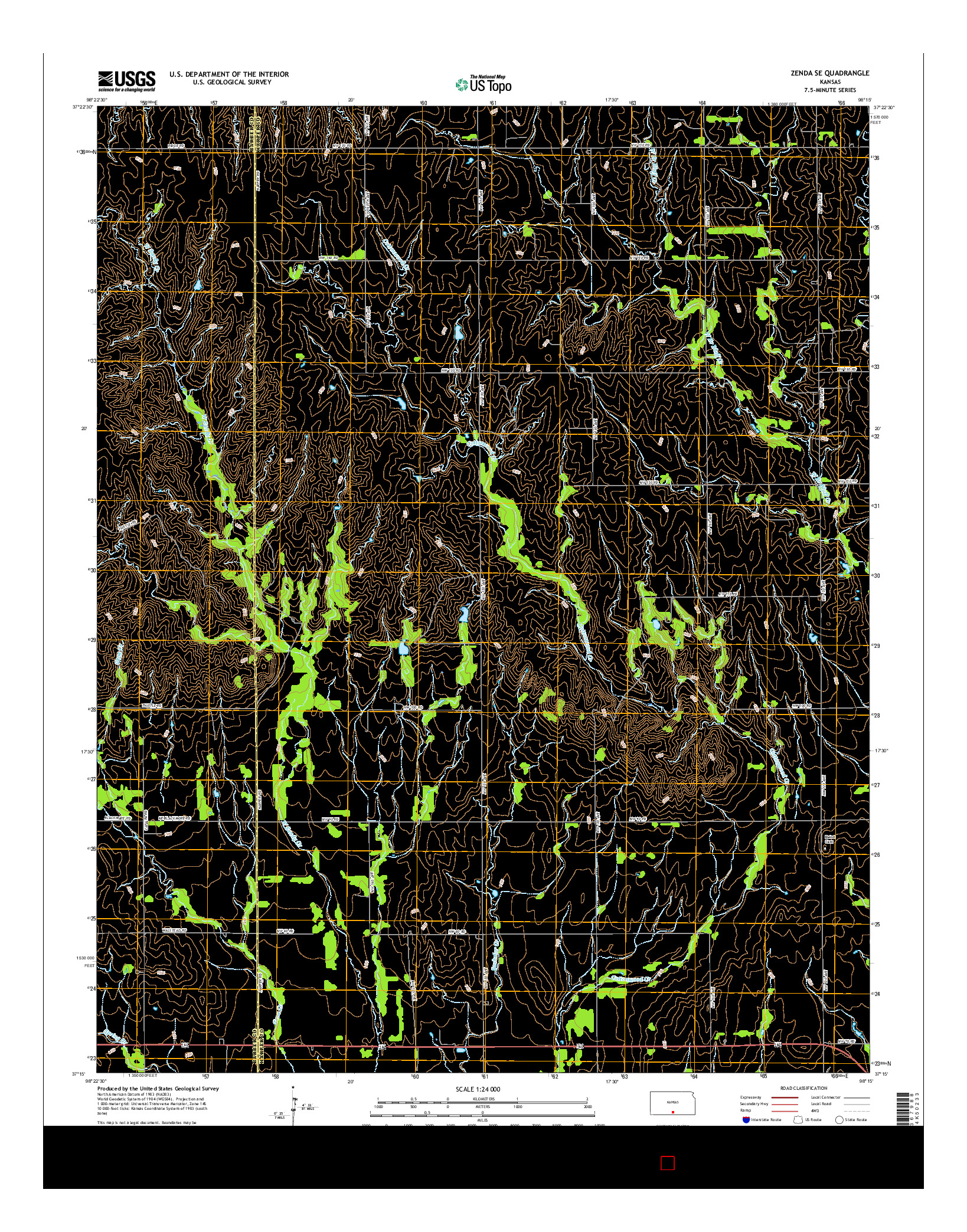 USGS US TOPO 7.5-MINUTE MAP FOR ZENDA SE, KS 2015