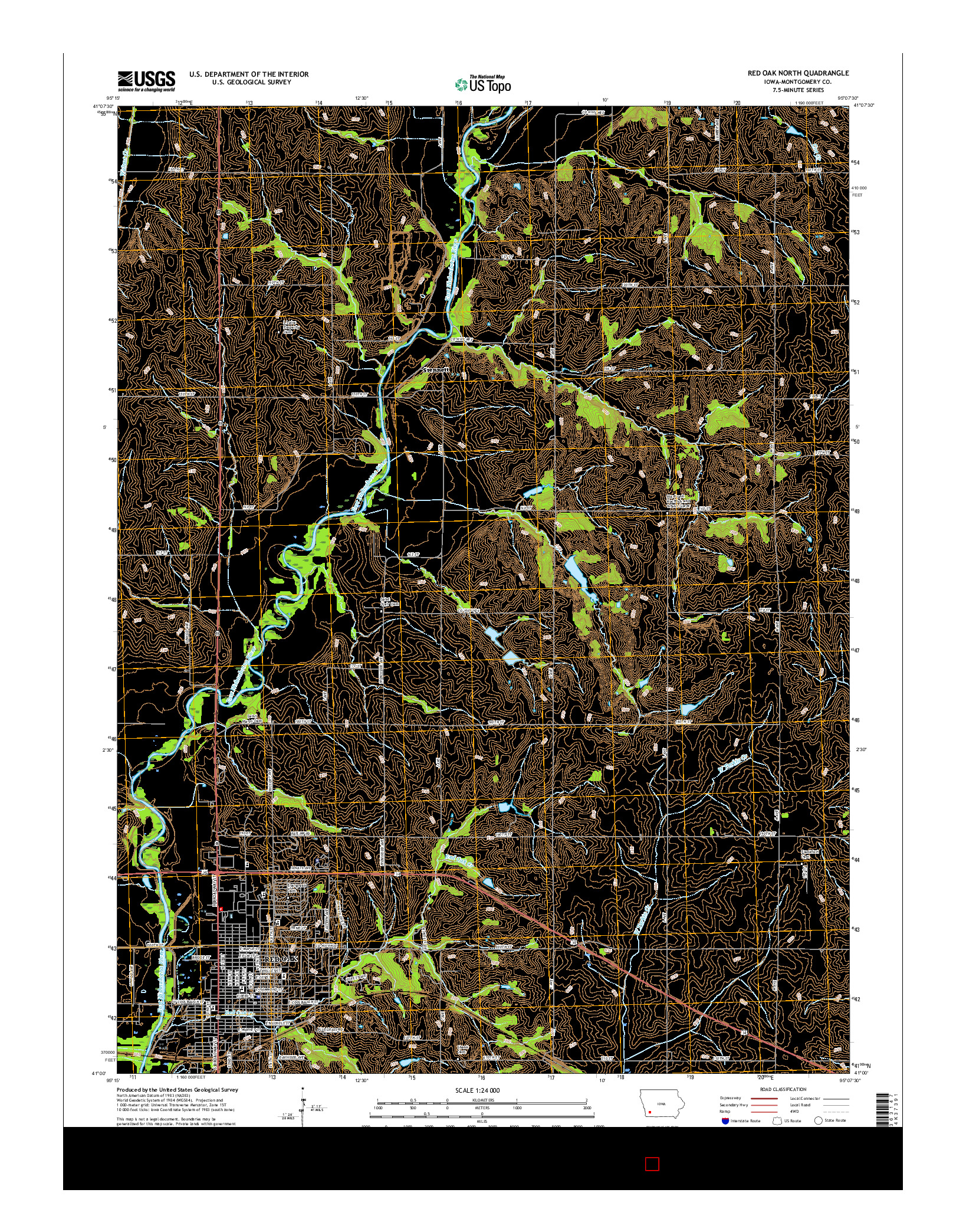 USGS US TOPO 7.5-MINUTE MAP FOR RED OAK NORTH, IA 2015