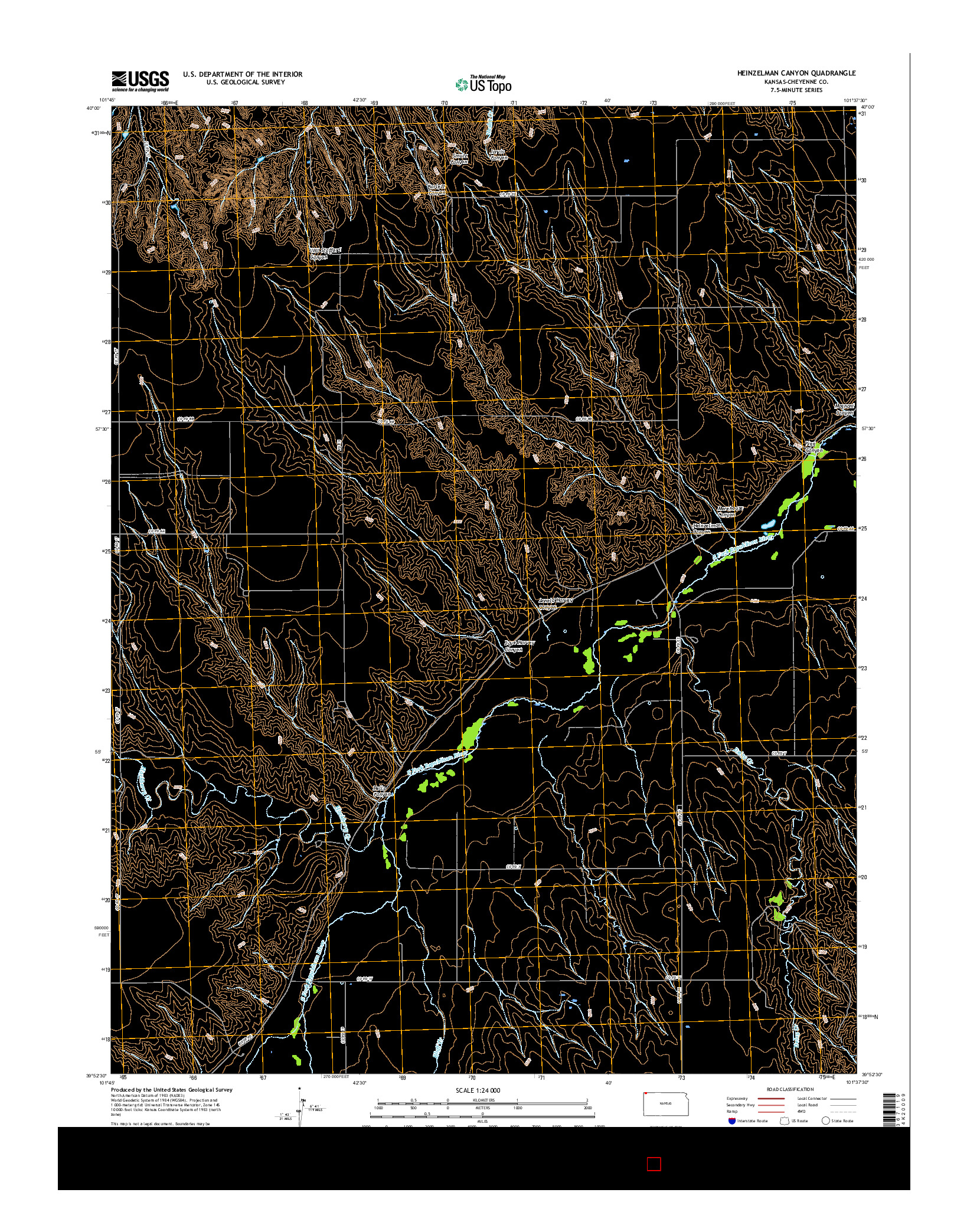 USGS US TOPO 7.5-MINUTE MAP FOR HEINZELMAN CANYON, KS 2015