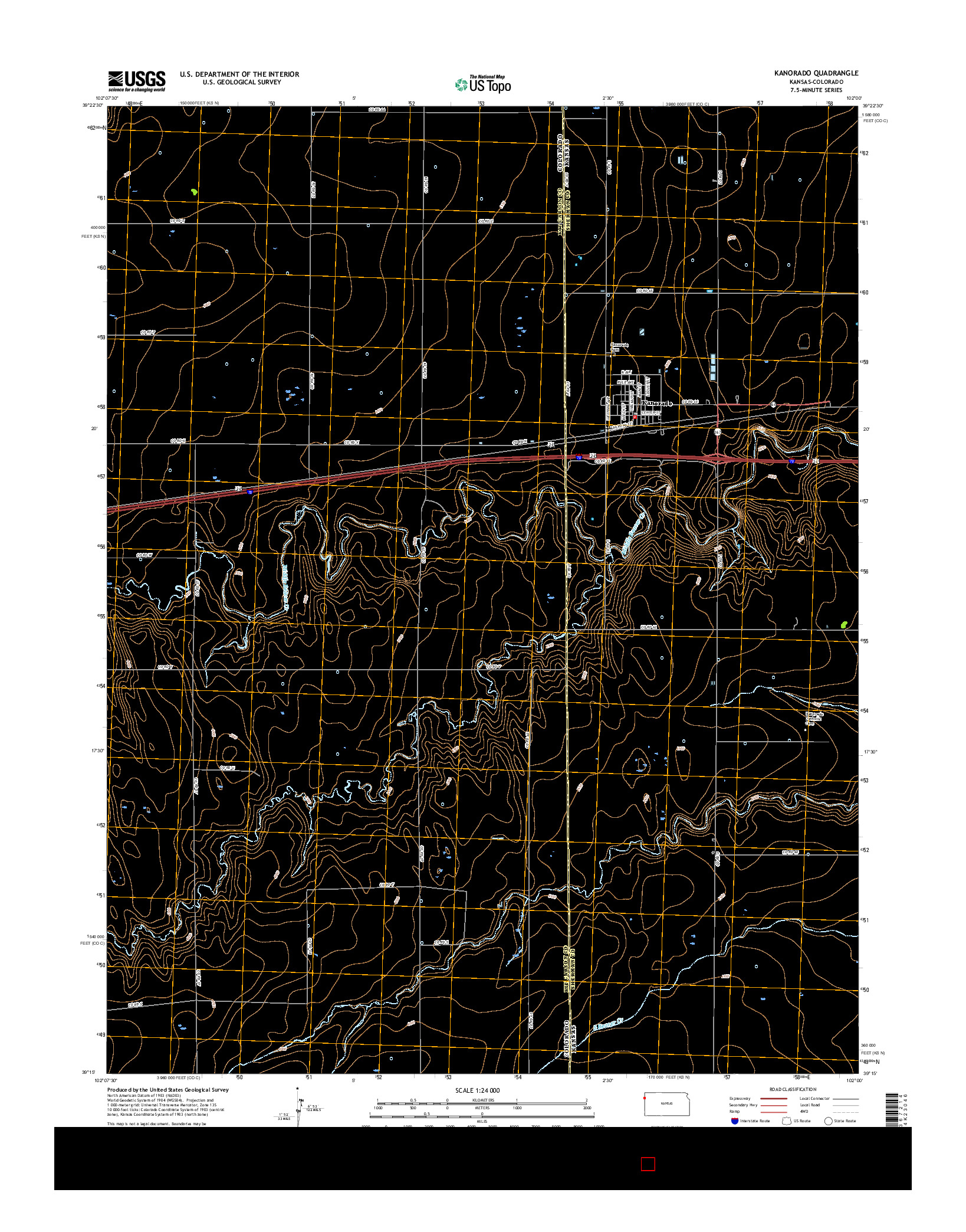 USGS US TOPO 7.5-MINUTE MAP FOR KANORADO, KS-CO 2015