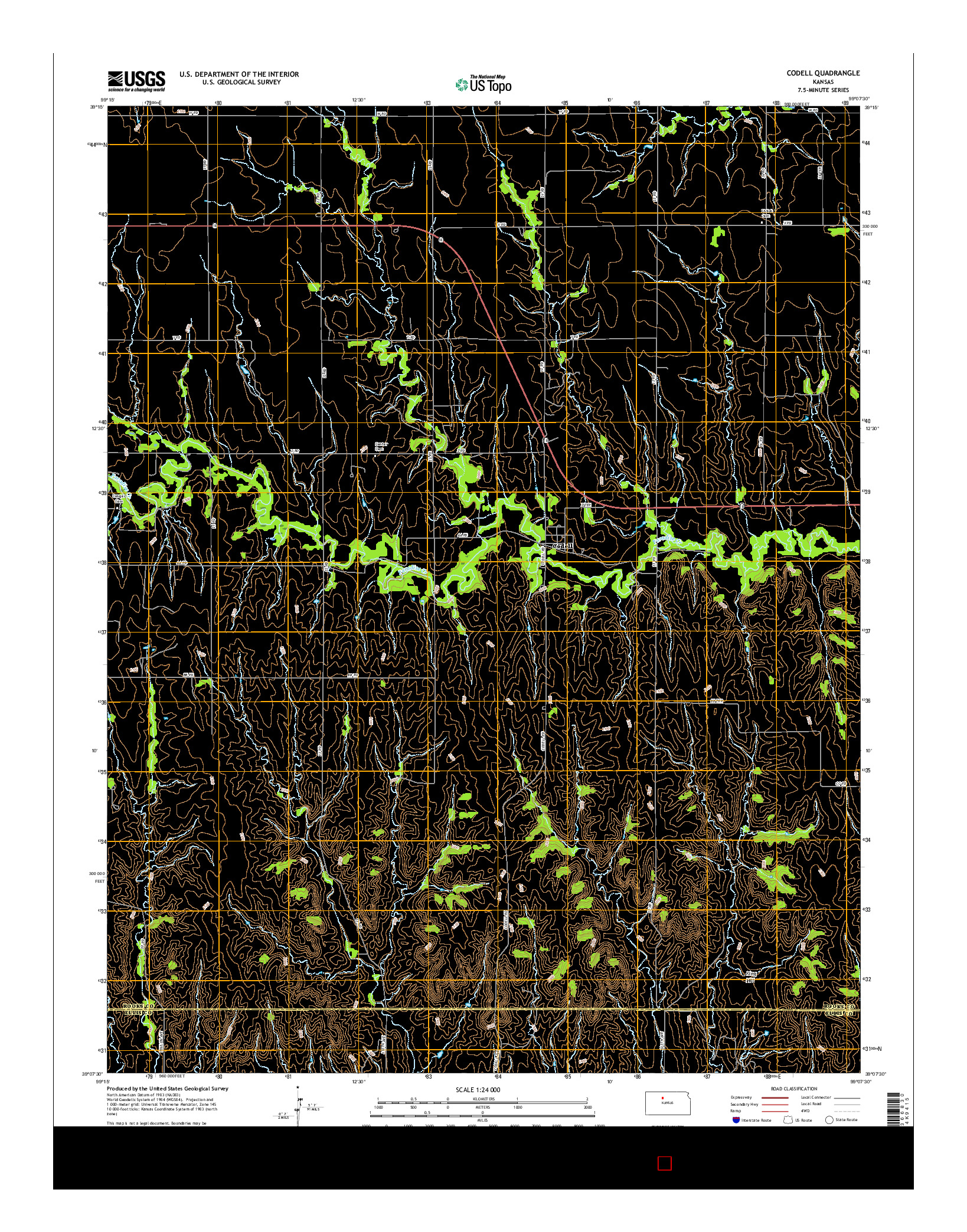 USGS US TOPO 7.5-MINUTE MAP FOR CODELL, KS 2015