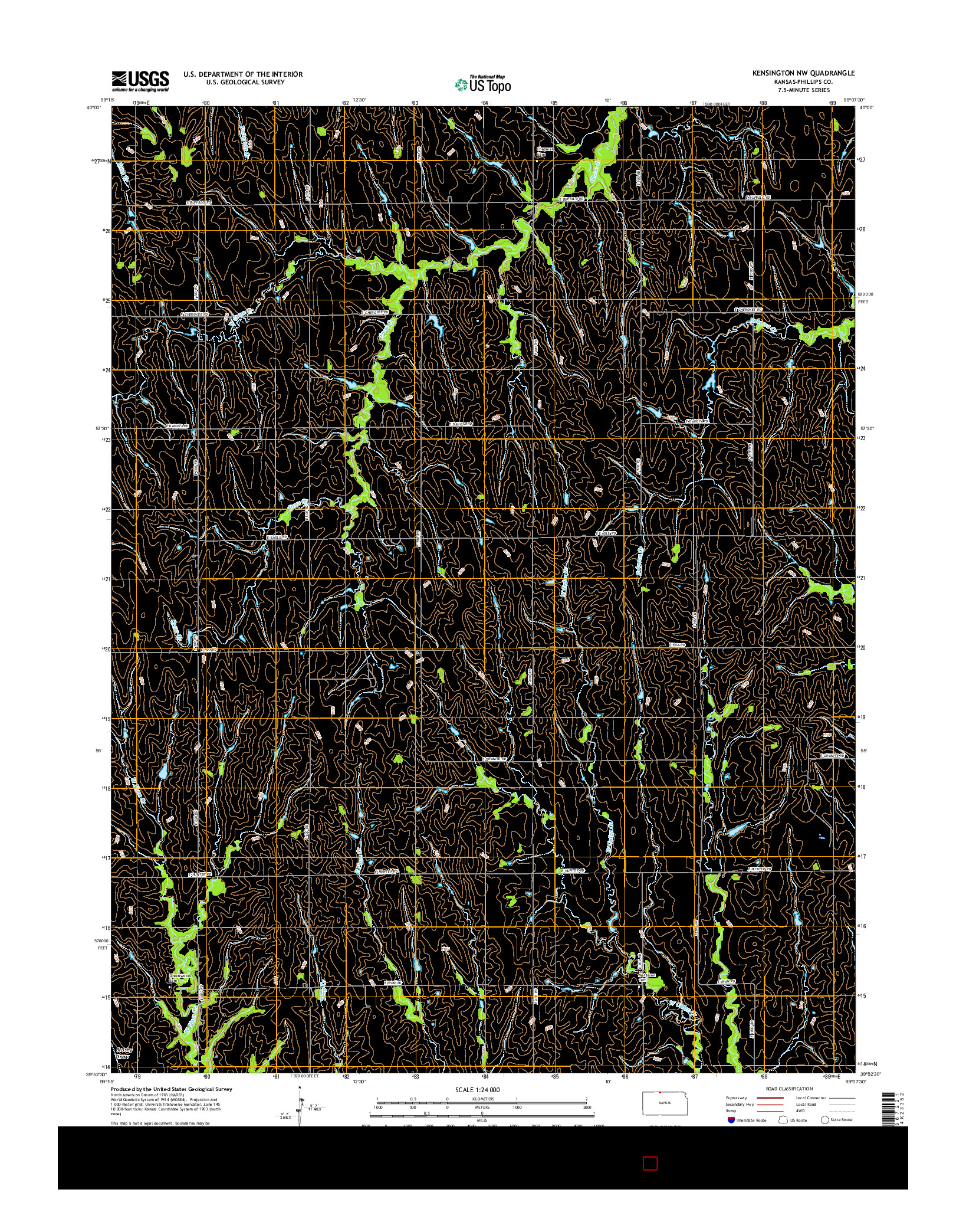 USGS US TOPO 7.5-MINUTE MAP FOR KENSINGTON NW, KS 2015