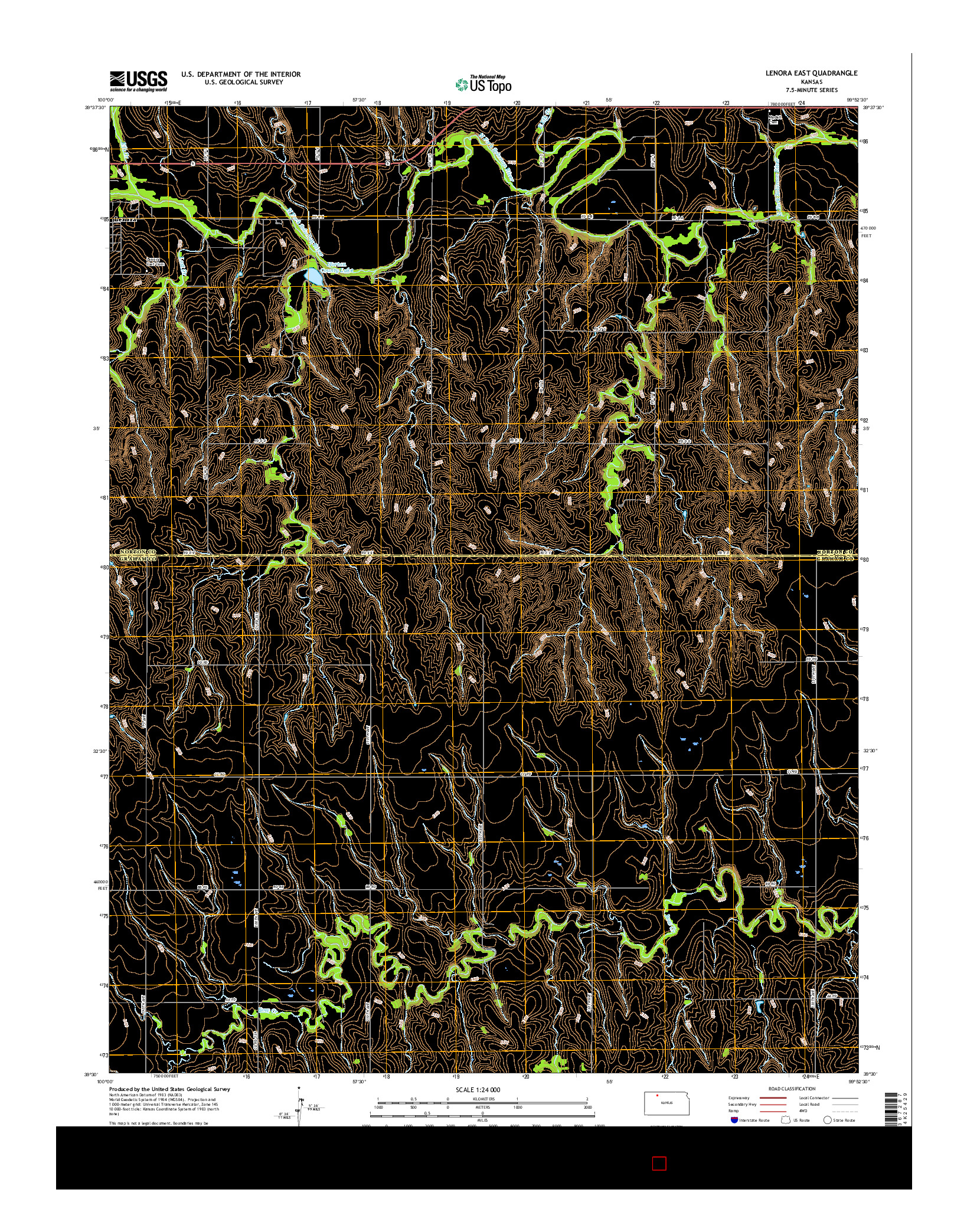 USGS US TOPO 7.5-MINUTE MAP FOR LENORA EAST, KS 2015